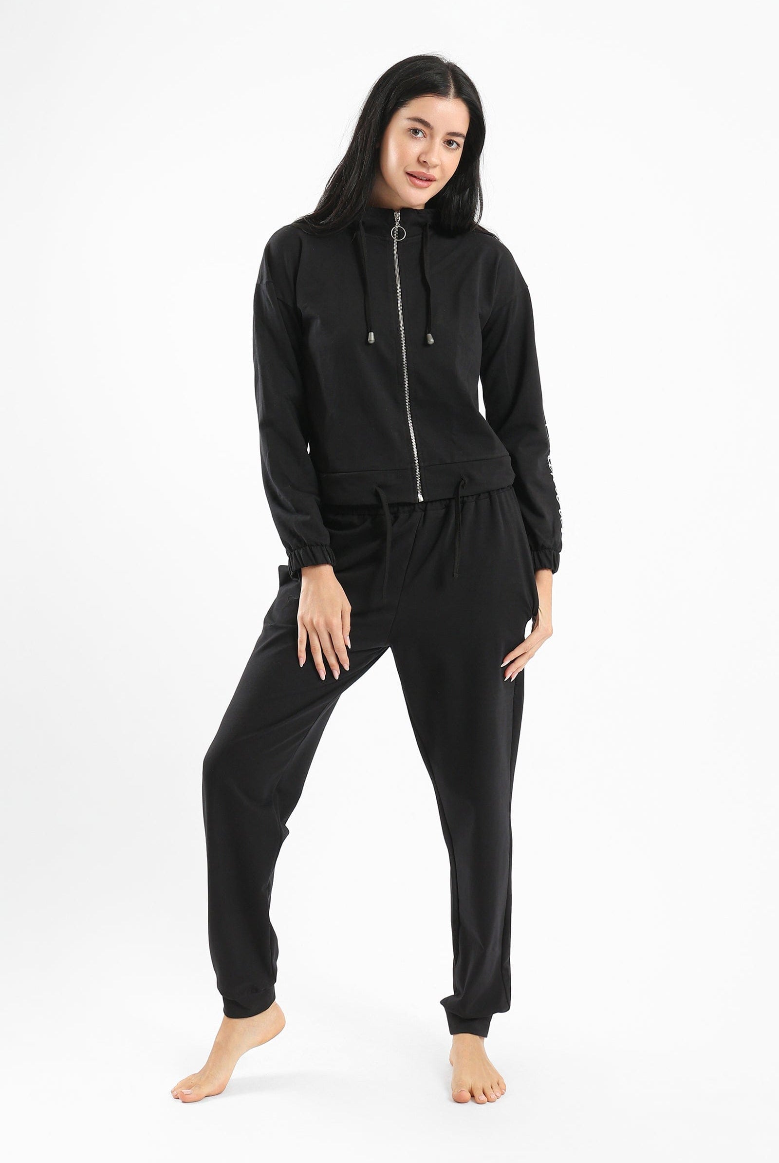 كارينا بنطلون بيجامة واسع خصر مرتفع بأساور