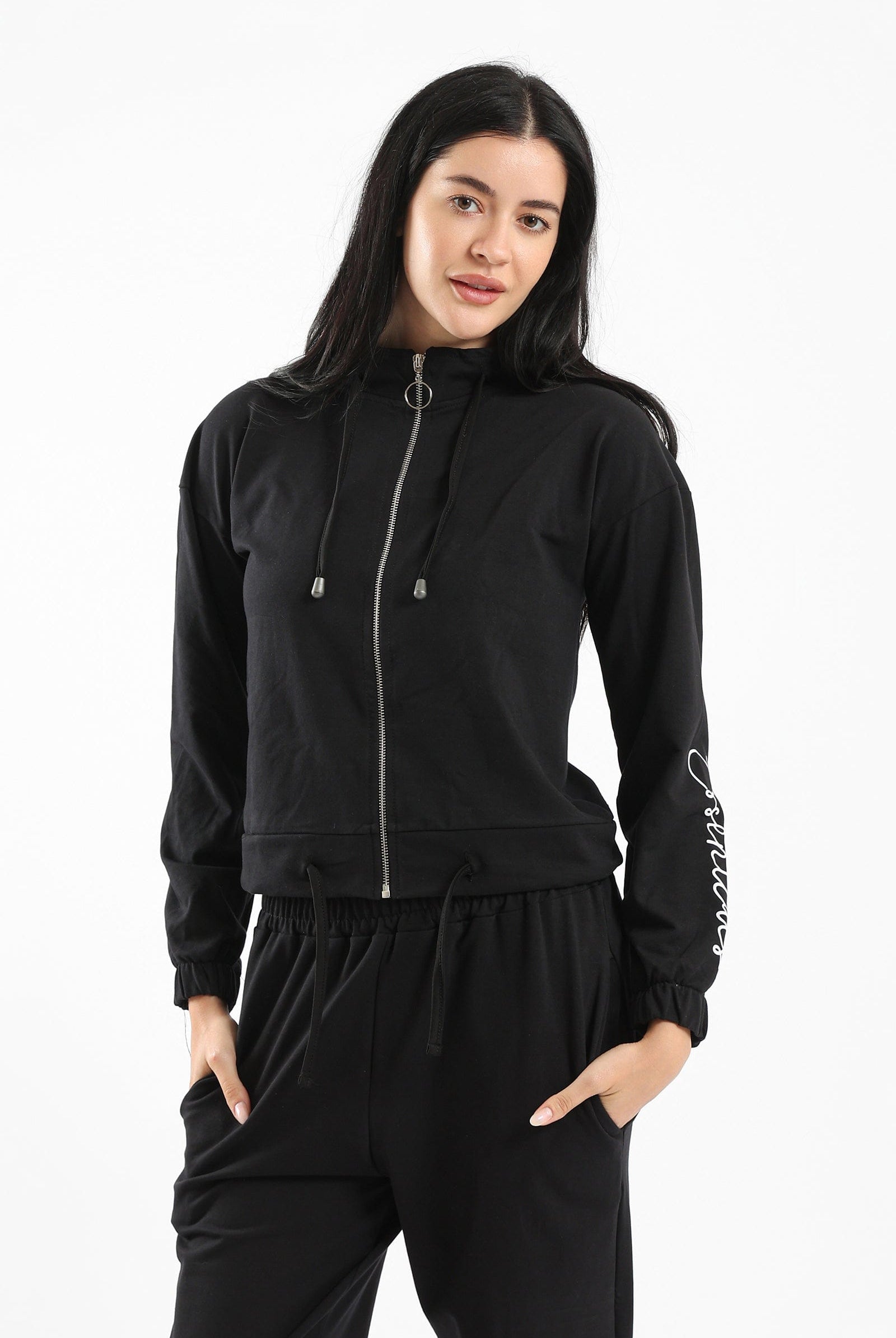 كارينا جاكيت بيجامة بسحاب للإغلاق كم طويل