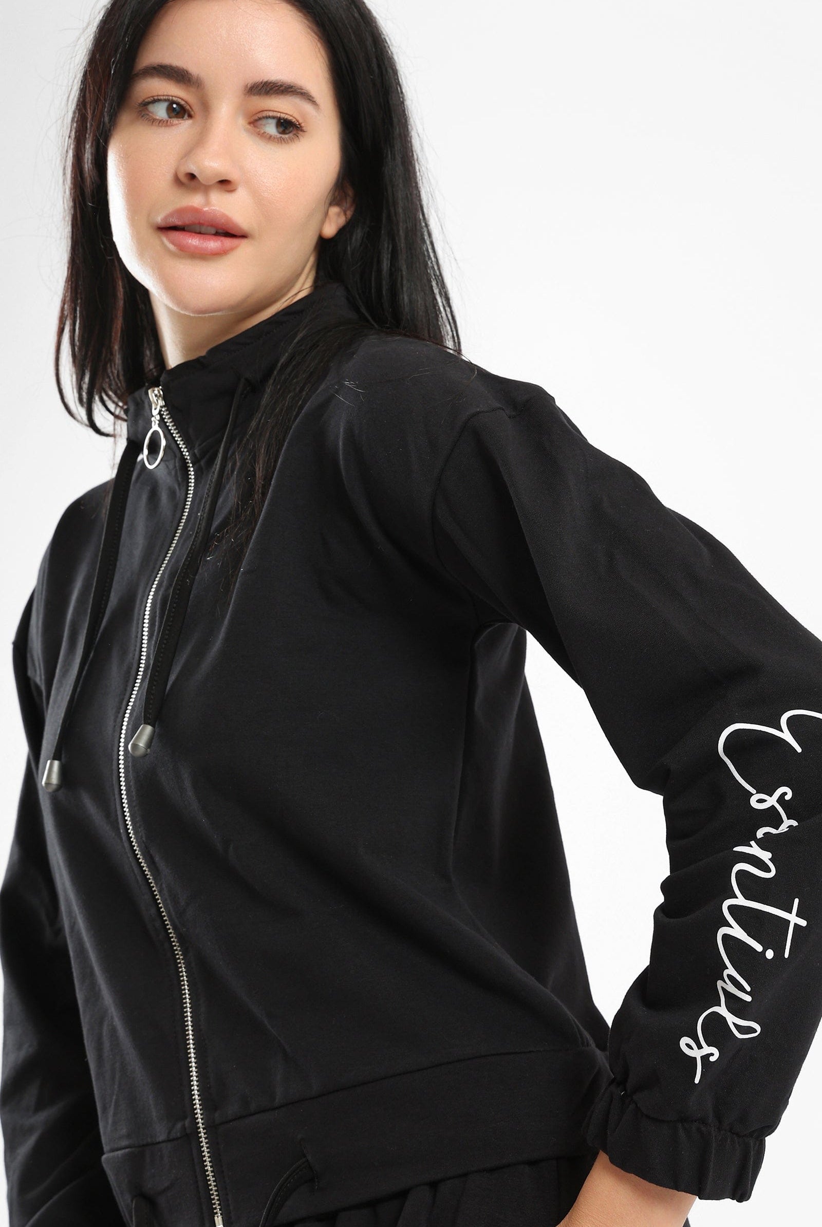 كارينا جاكيت بيجامة بسحاب للإغلاق كم طويل