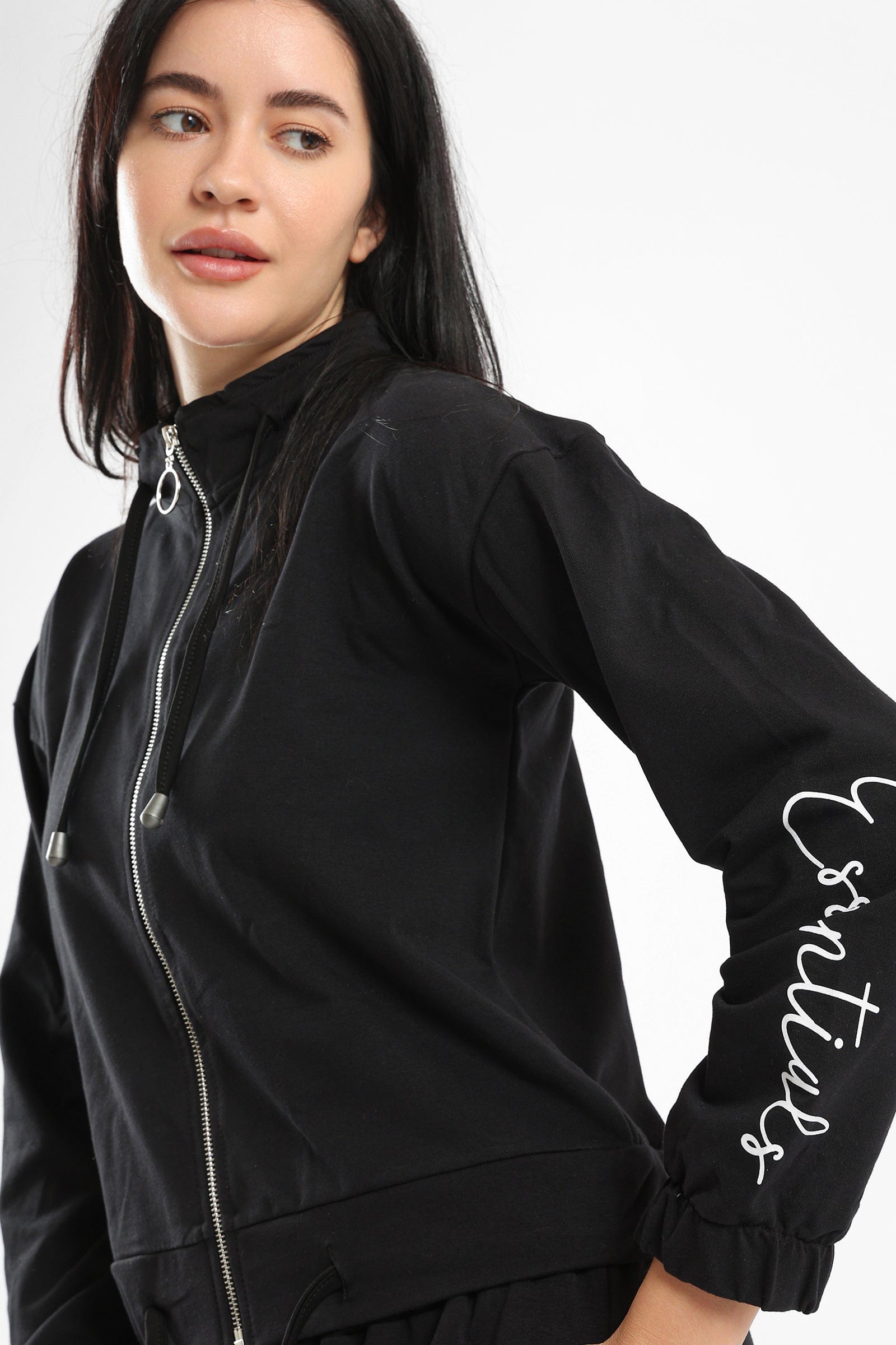 كارينا جاكيت بيجامة بسحاب للإغلاق كم طويل