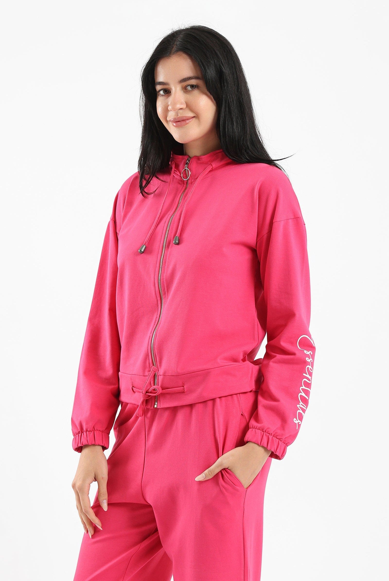 كارينا جاكيت بيجامة بسحاب للإغلاق كم طويل