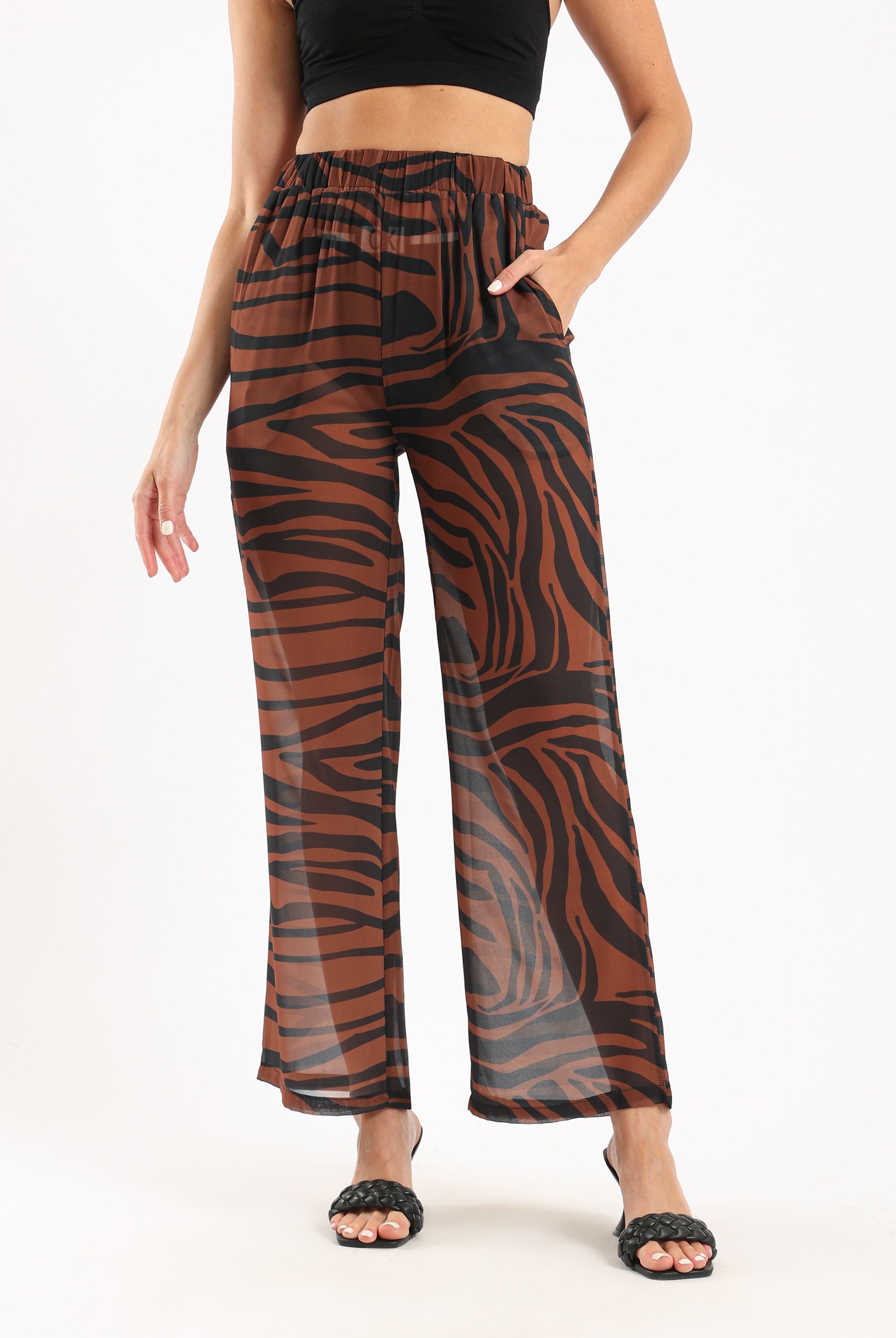 كارينا بنطلون صيفي نسائي للبحر بطبعة تايجر ملون