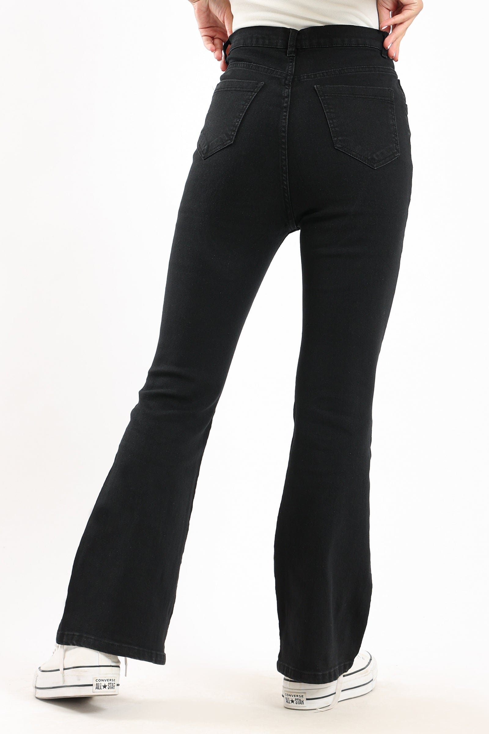 كارينا بنطلون جينز واسع من أسفل من القطن