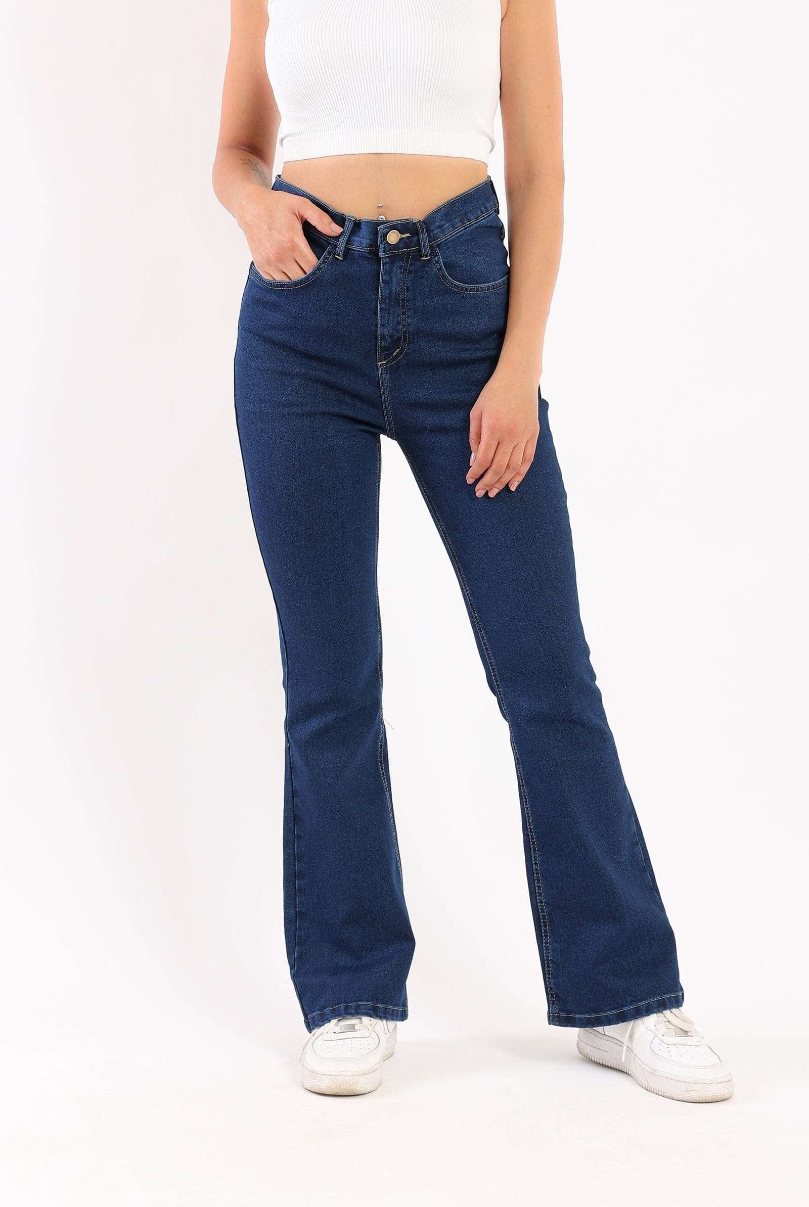 كارينا بنطلون جينز واسع من أسفل من القطن