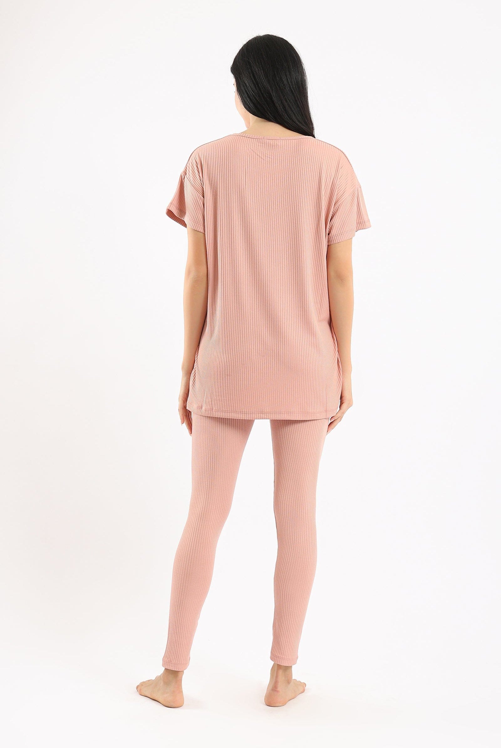 كارينا طقم بيجامة مضلع تيشيرت نص كم وبنطلون