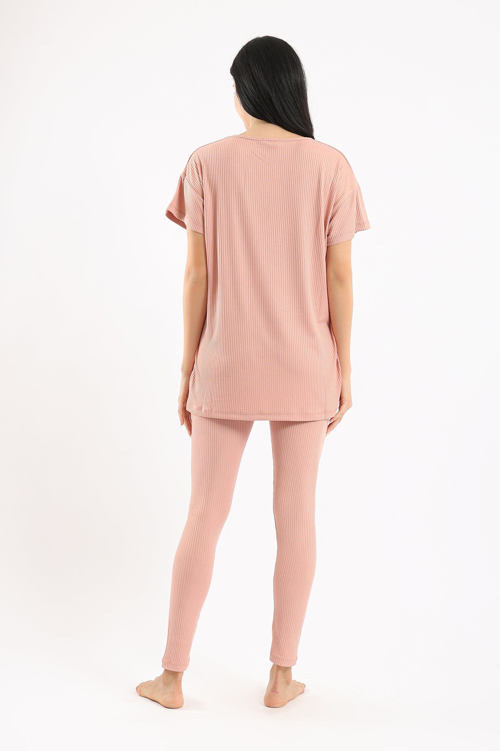 كارينا طقم بيجامة مضلع تيشيرت نص كم وبنطلون