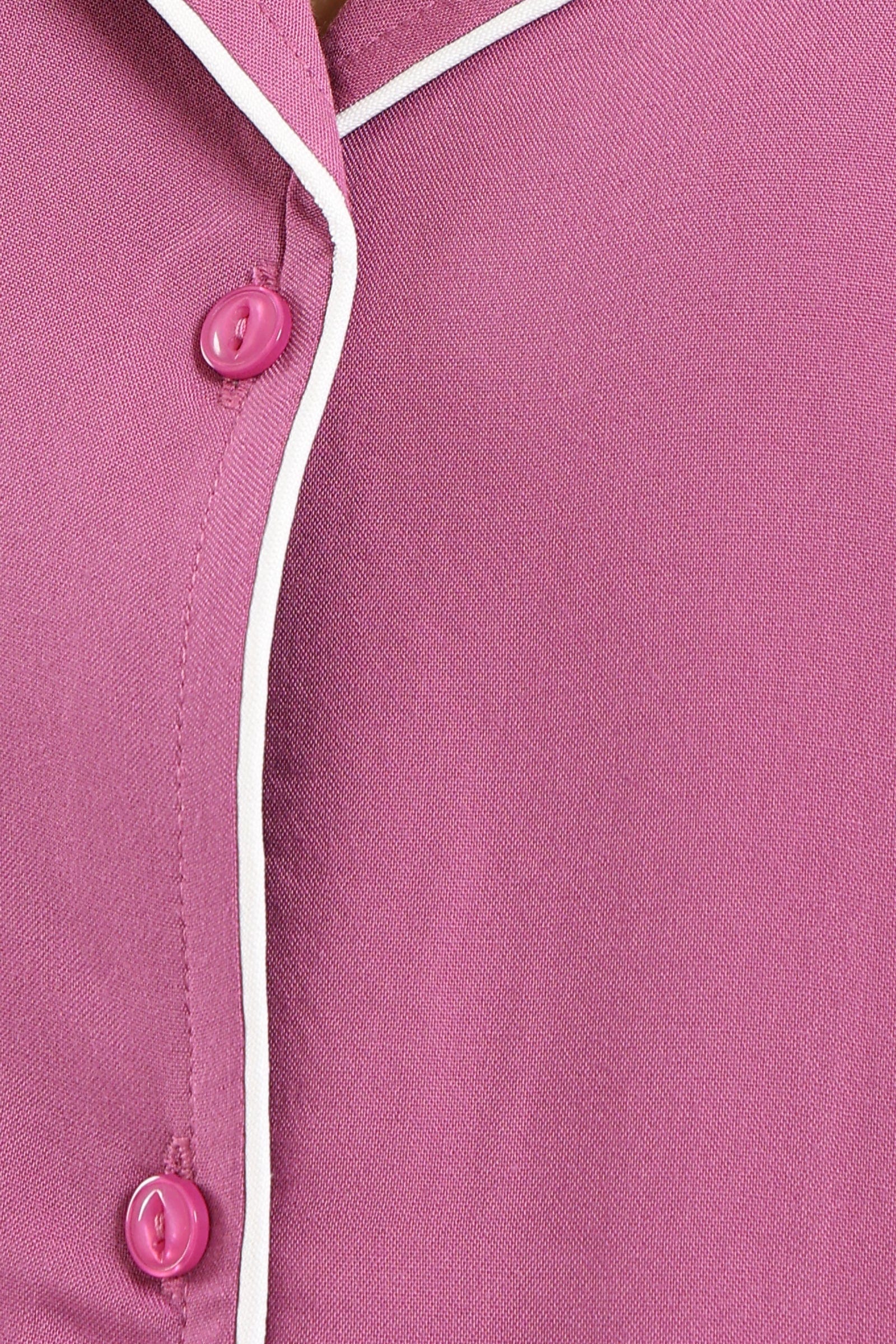 كارينا قميص نوم حريمي بأكمام قصيرة بأزرار من الأمام أرجواني