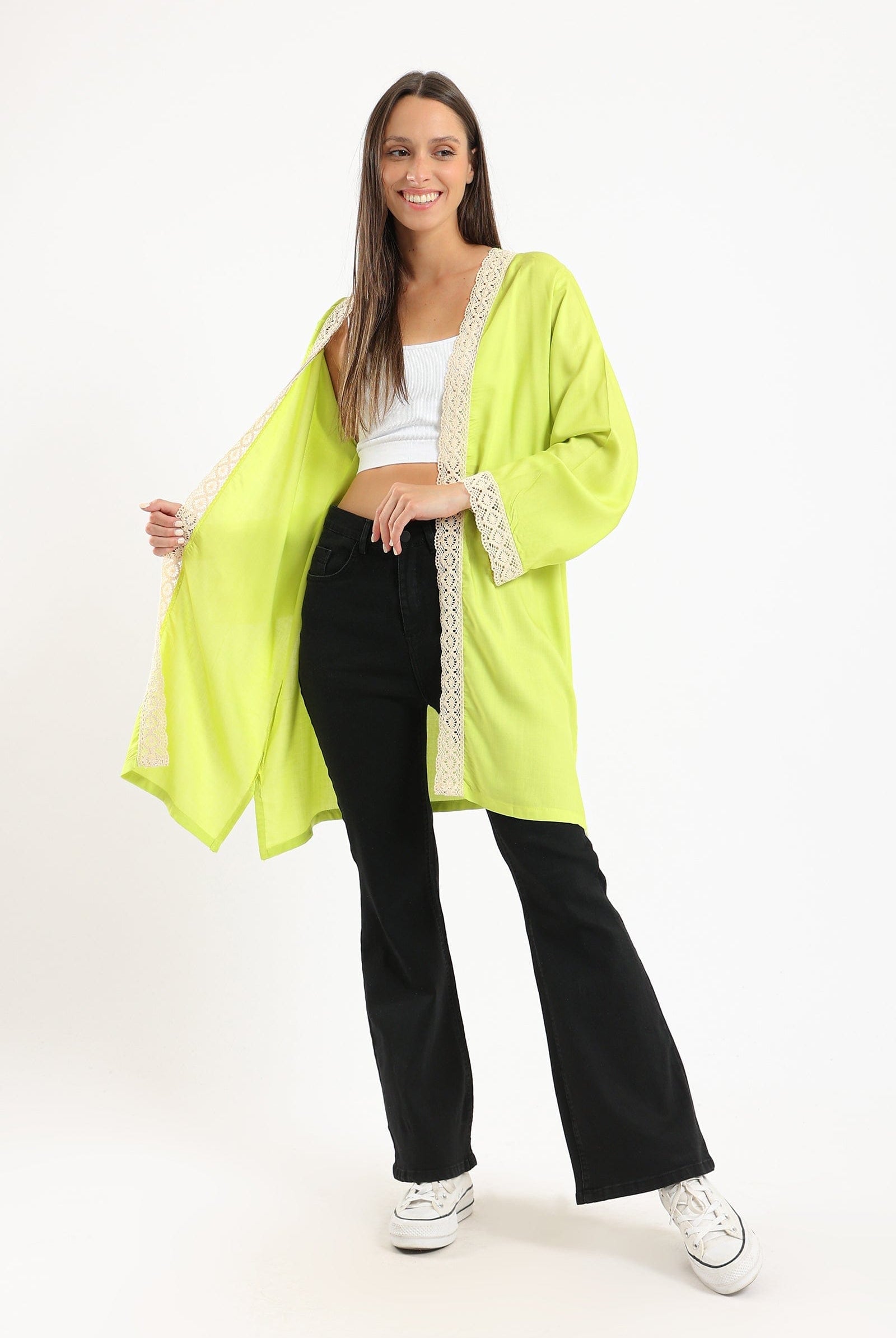 كارينا بنطلون جينز واسع من أسفل من القطن