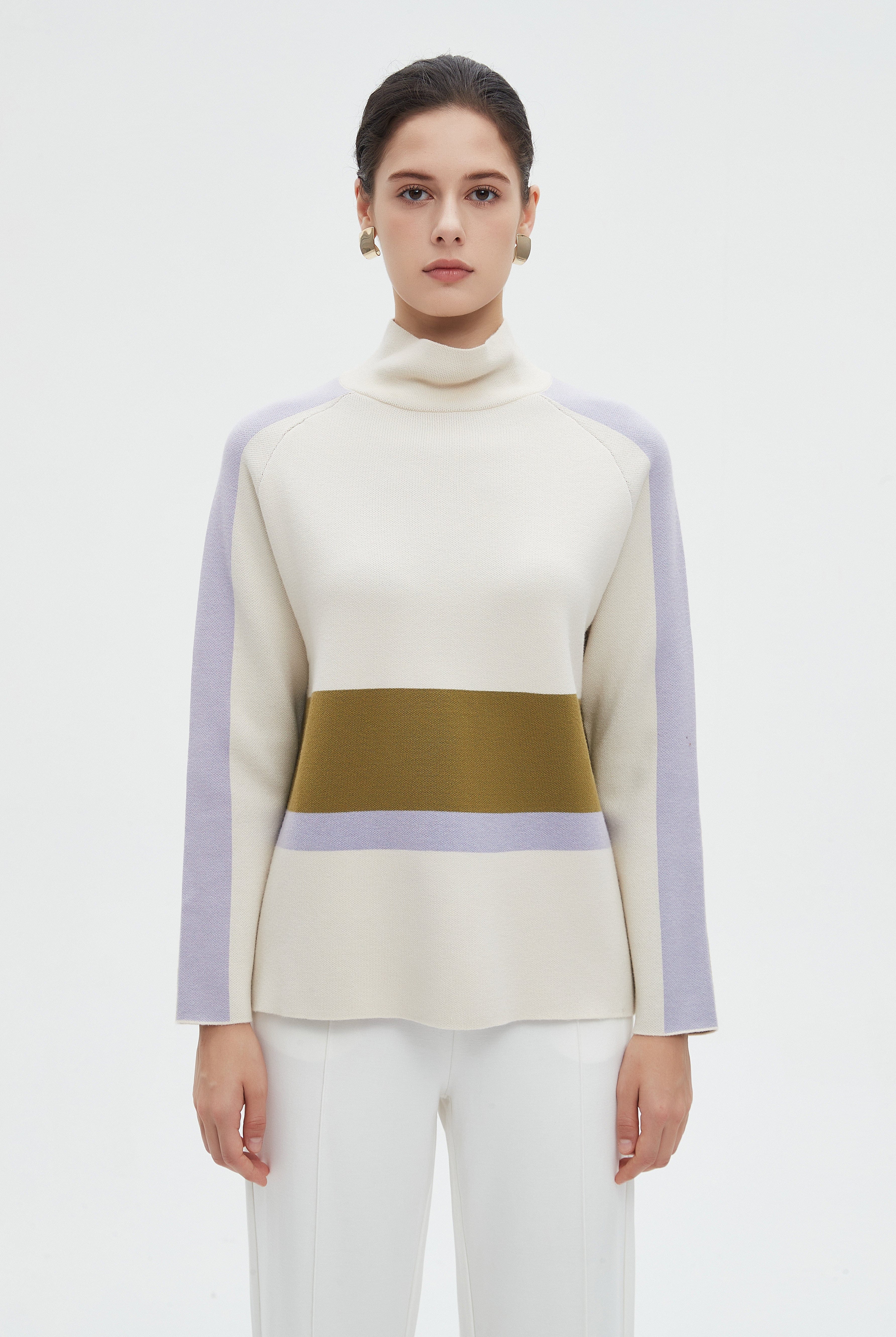 ميكا بلوزة نسائية شتوية ألوان بكم طويل ورقبة عالية