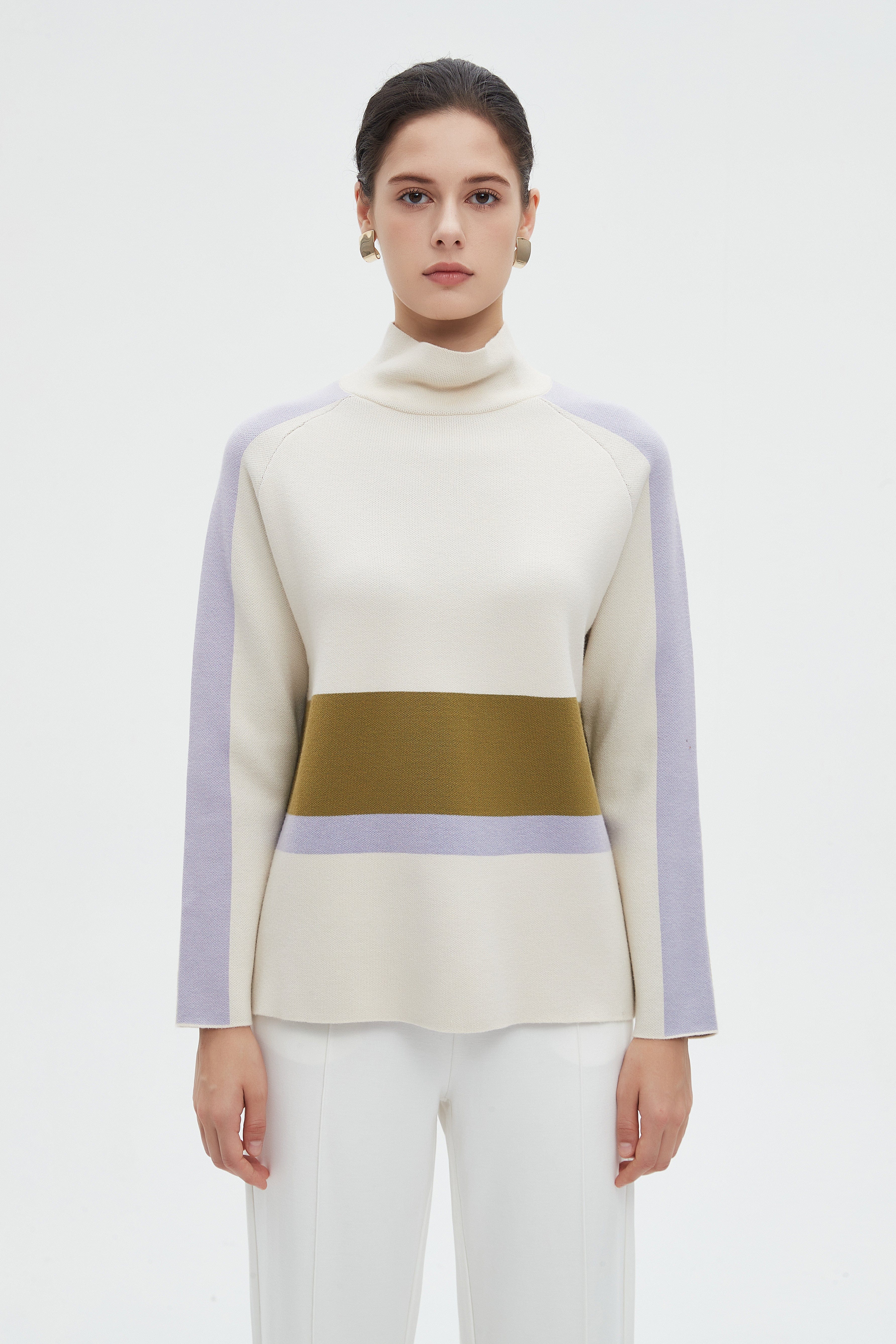 ميكا بلوزة نسائية شتوية ألوان بكم طويل ورقبة عالية