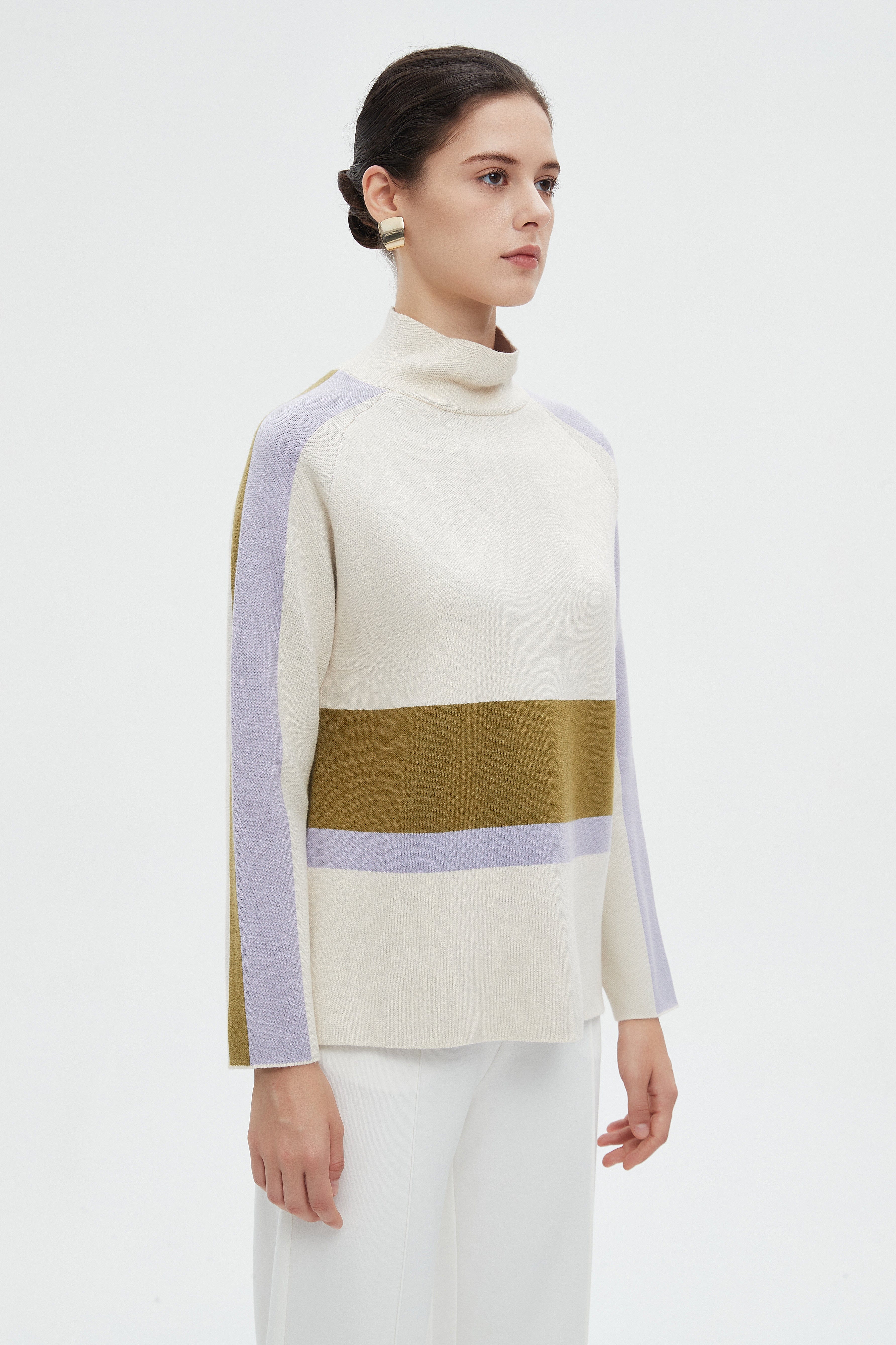 ميكا بلوزة نسائية شتوية ألوان بكم طويل ورقبة عالية