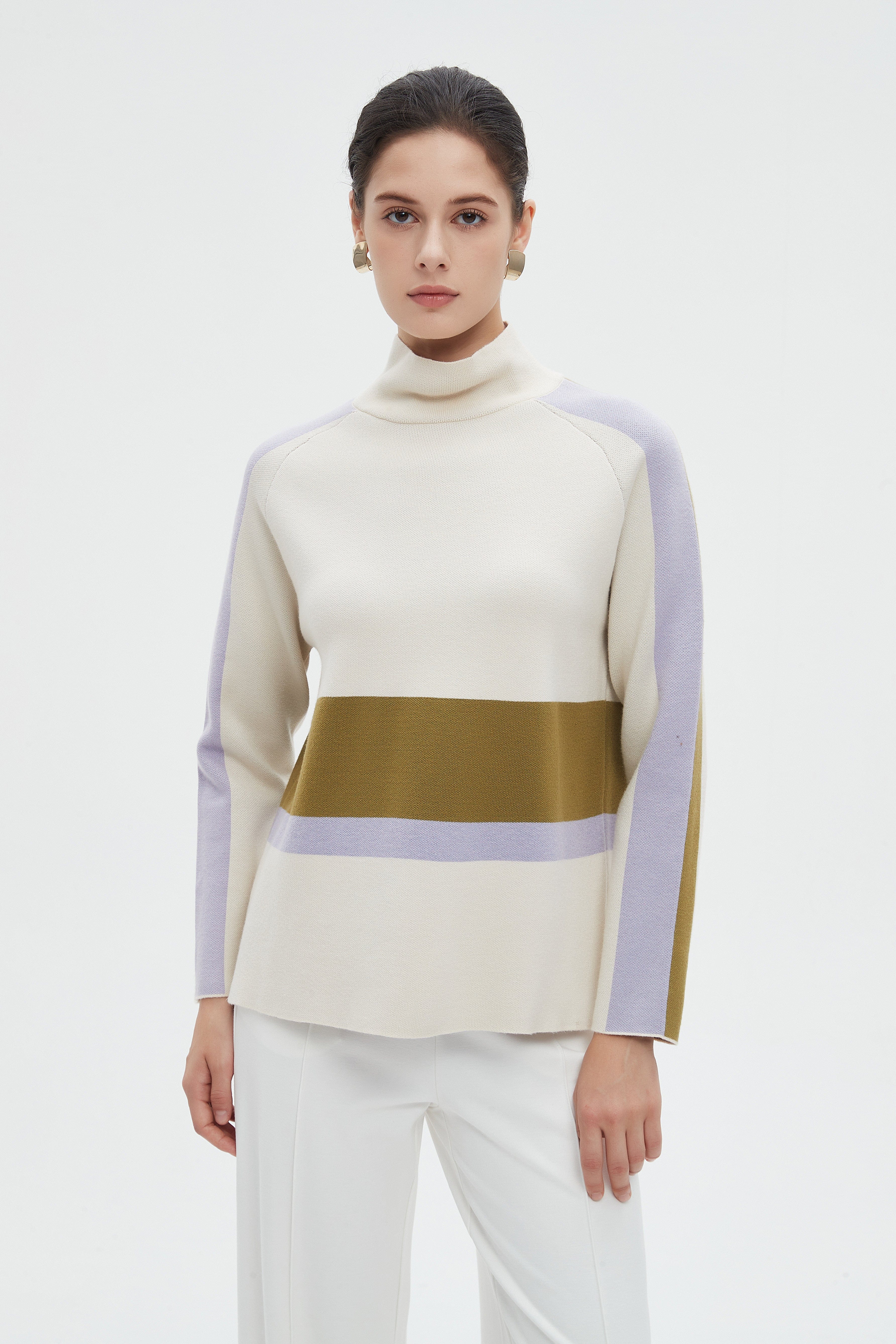 ميكا بلوزة نسائية شتوية ألوان بكم طويل ورقبة عالية