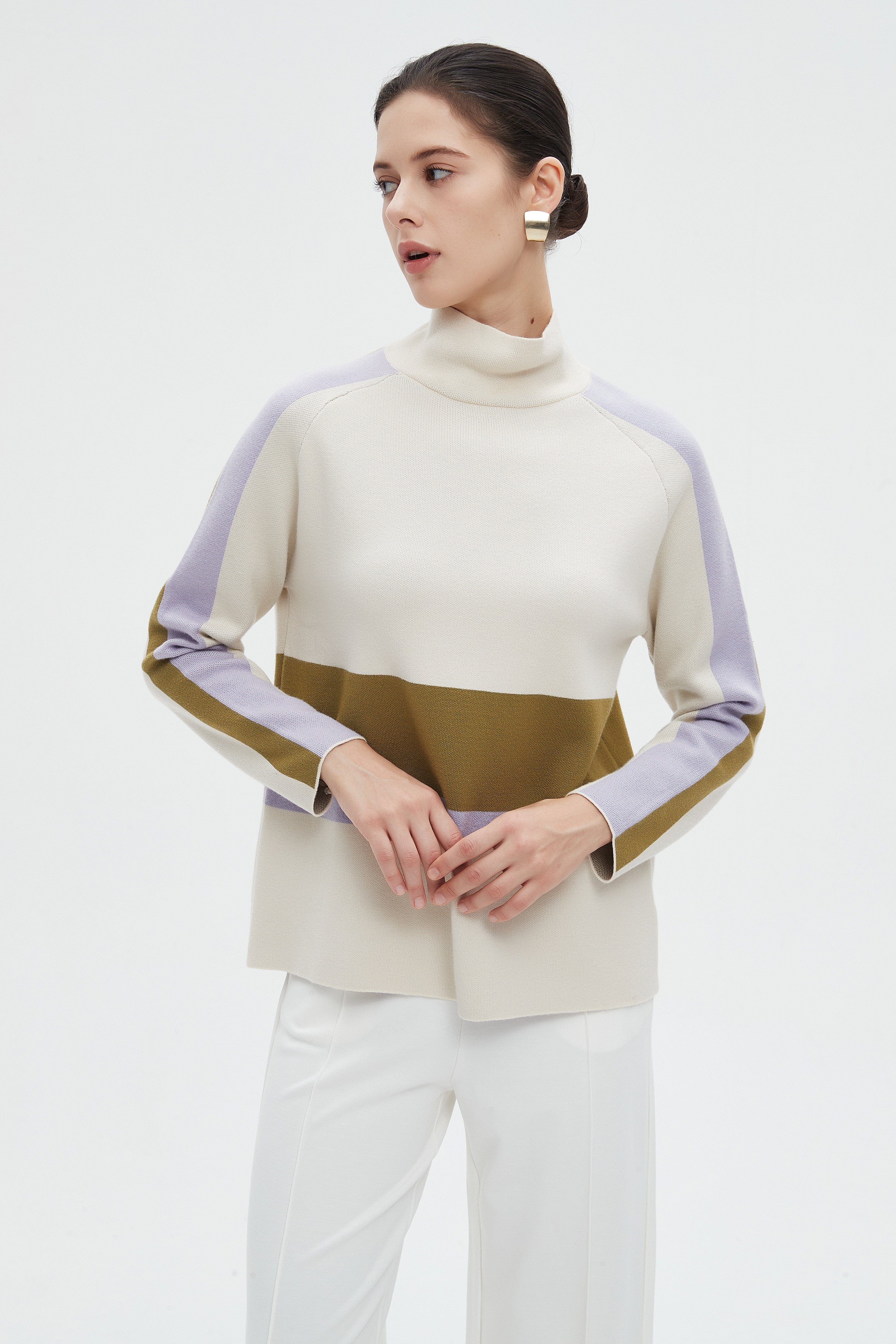 ميكا بلوزة نسائية شتوية ألوان بكم طويل ورقبة عالية