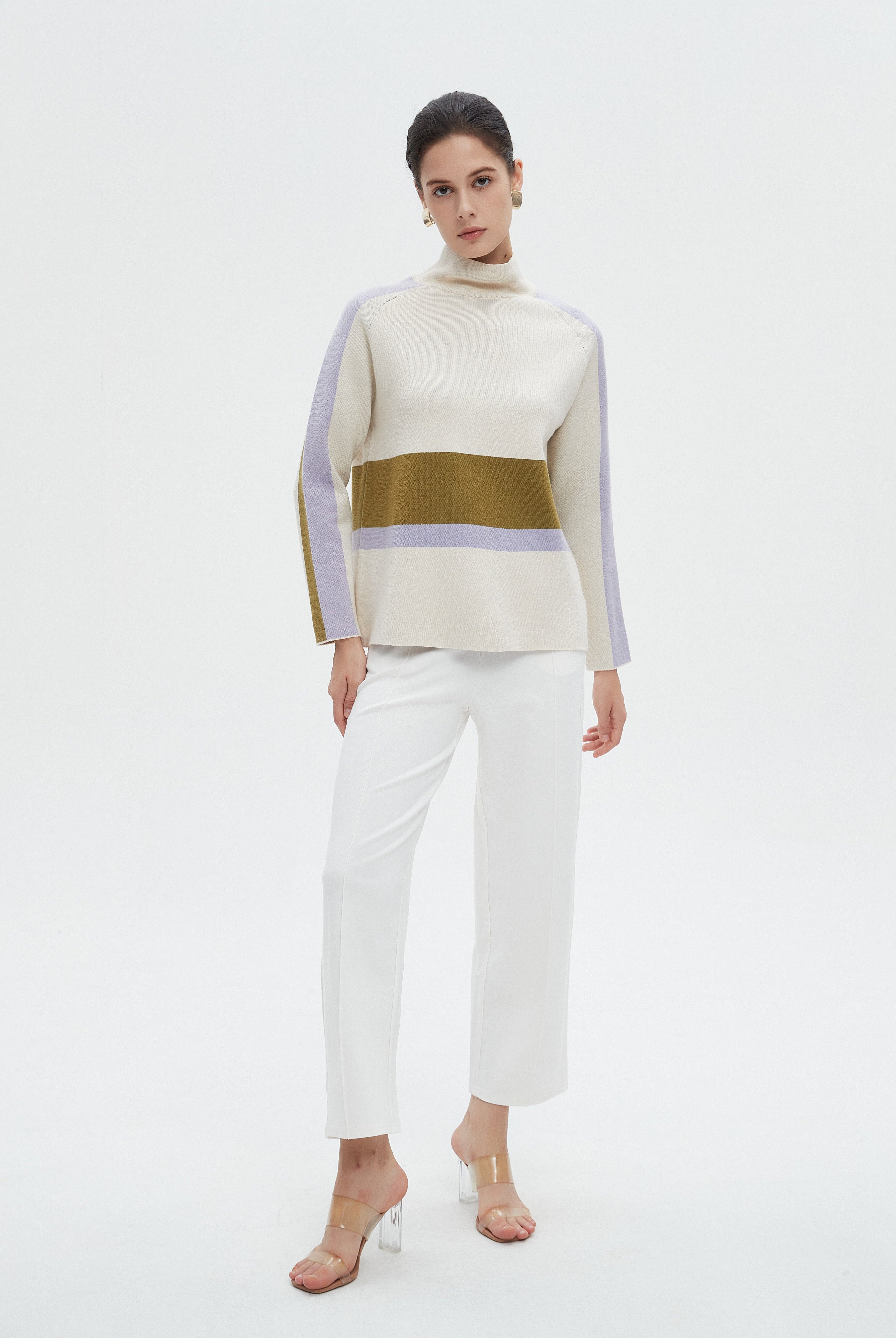 ميكا بلوزة نسائية شتوية ألوان بكم طويل ورقبة عالية