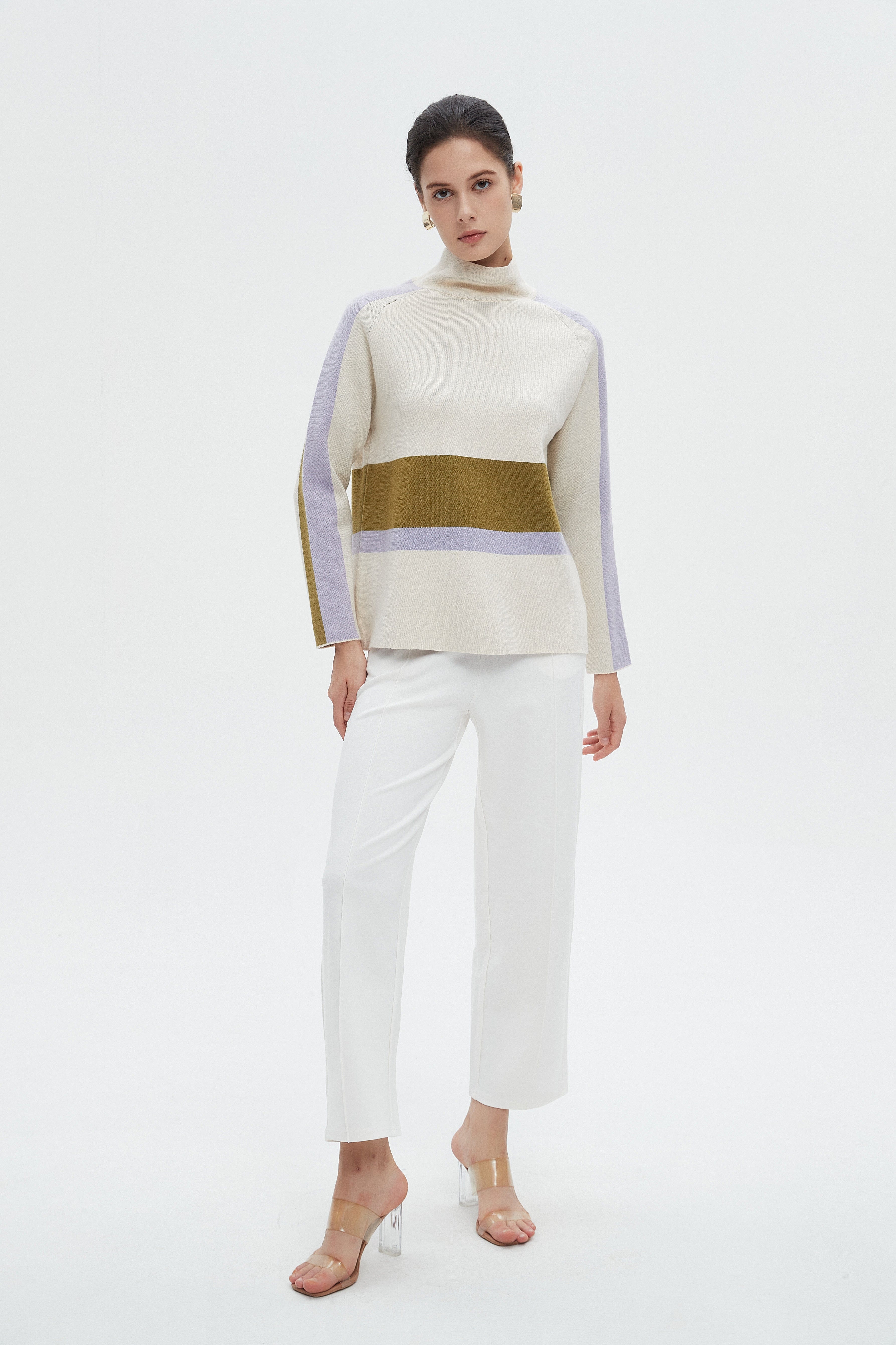 ميكا بلوزة نسائية شتوية ألوان بكم طويل ورقبة عالية