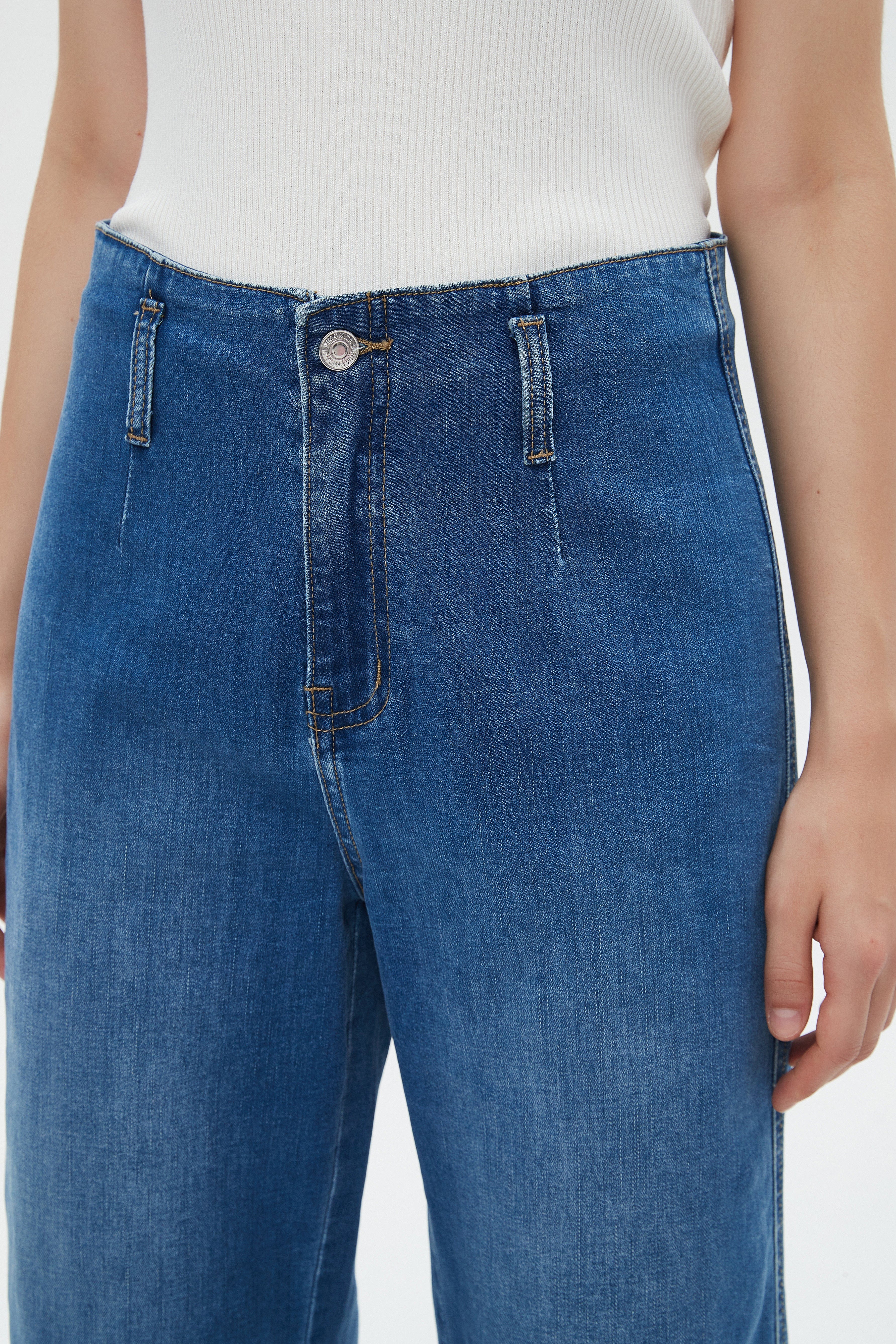 ميكا بنطلون جينز نسائي برجل 3/4 واسعة