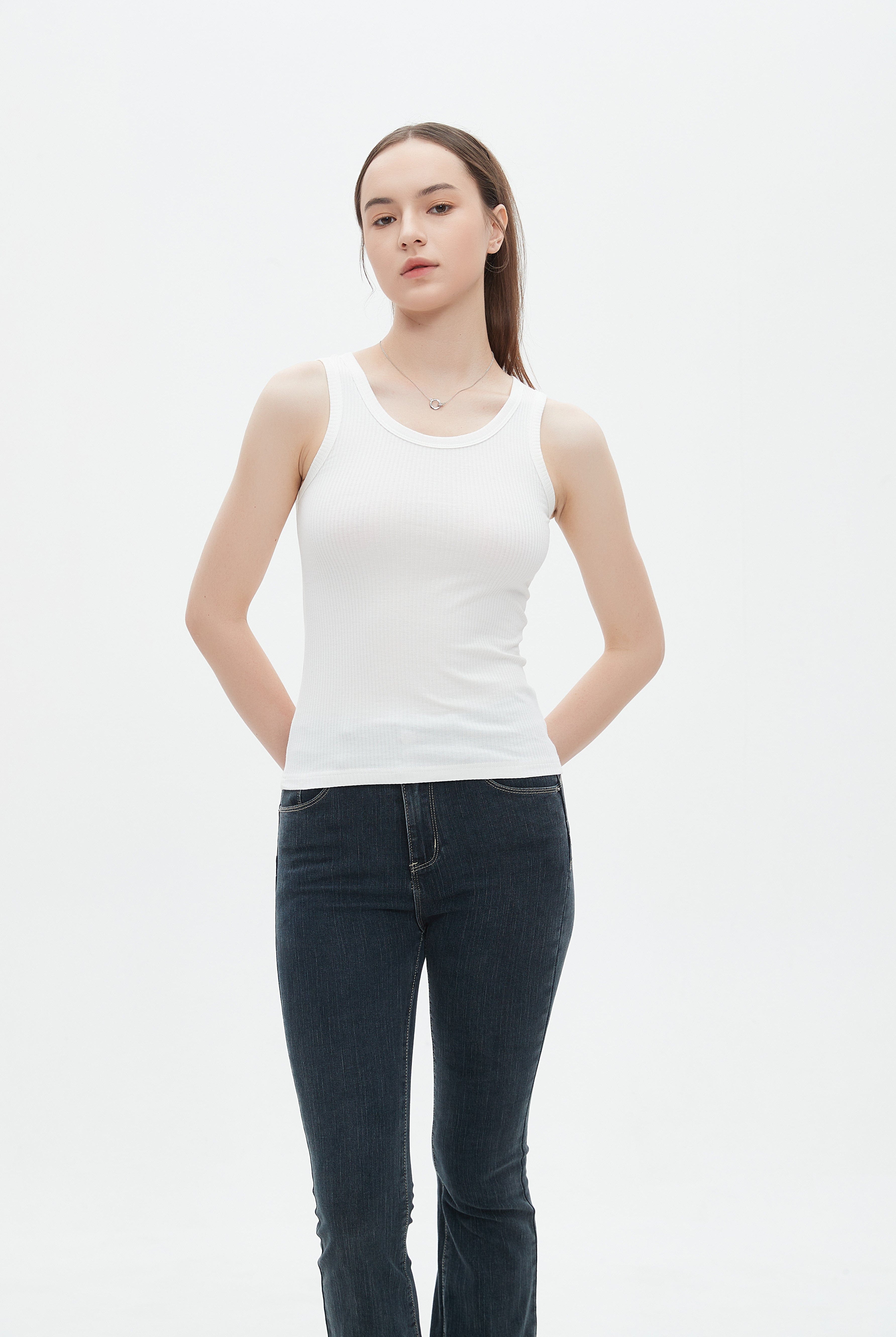 ميكا توب تانك سادة مضلع بحمالات عريضة