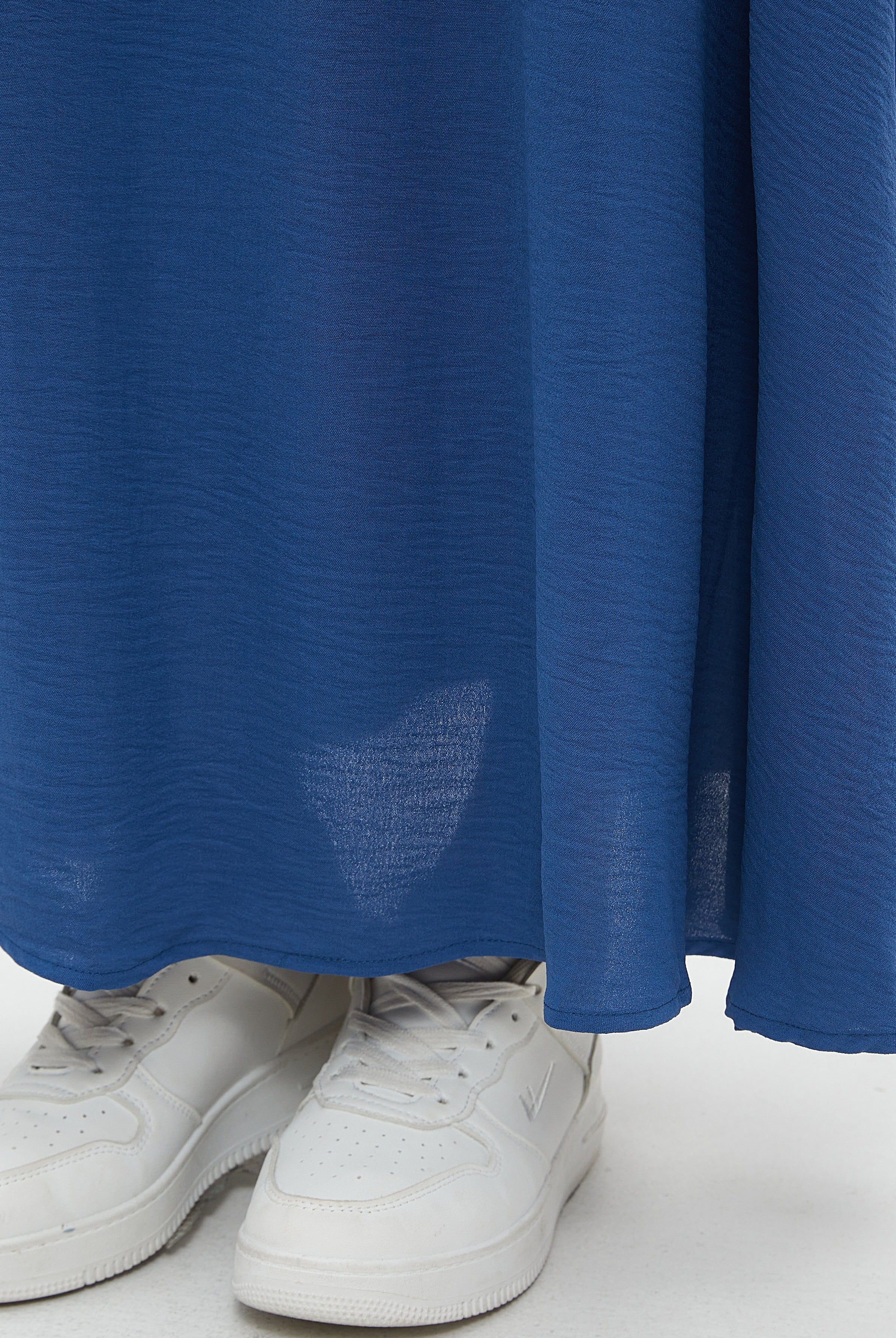 ميكا تنورة نسائية طويلة سادة بخصر كشكش واسعة للدوام