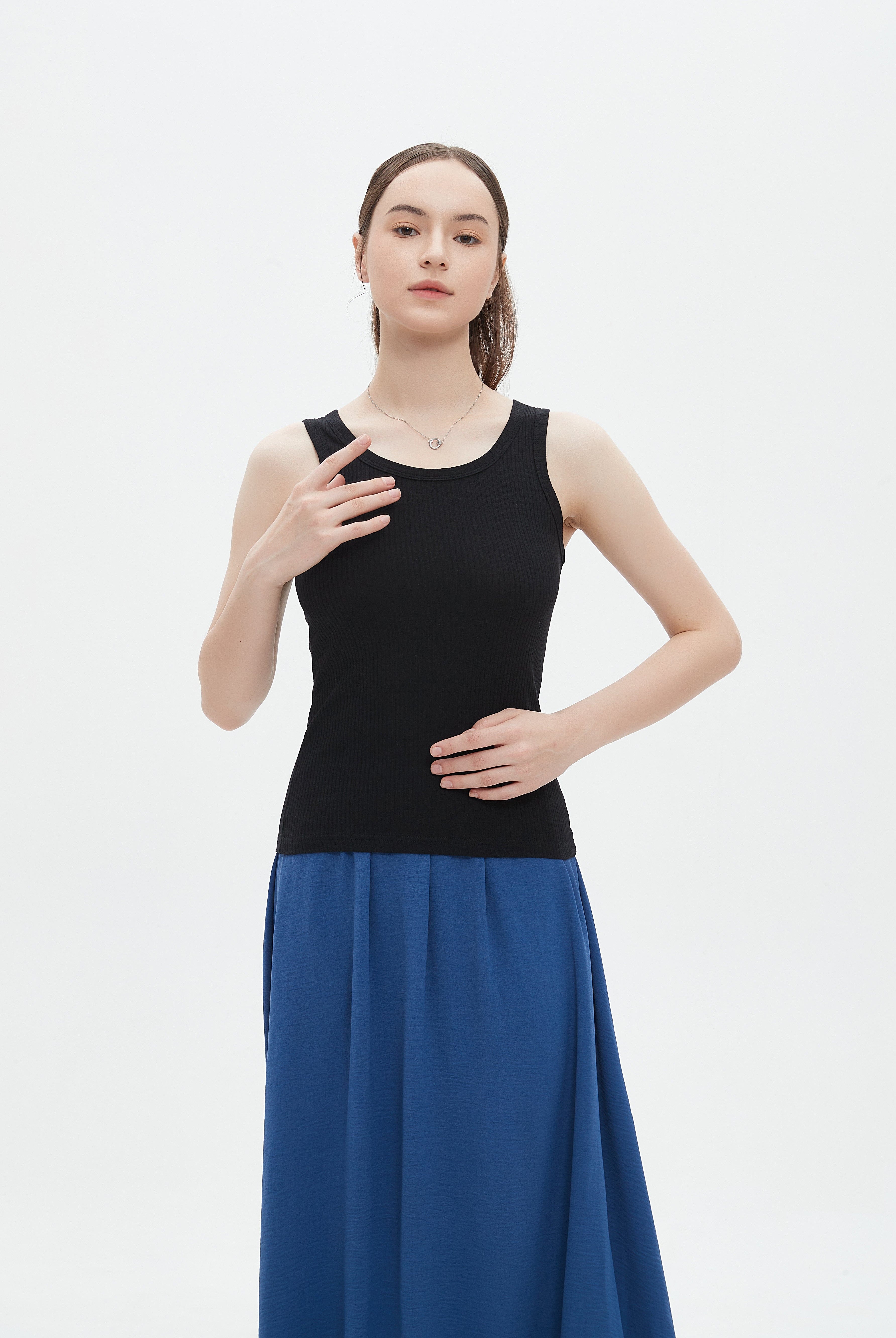 ميكا توب تانك سادة مضلع بحمالات عريضة