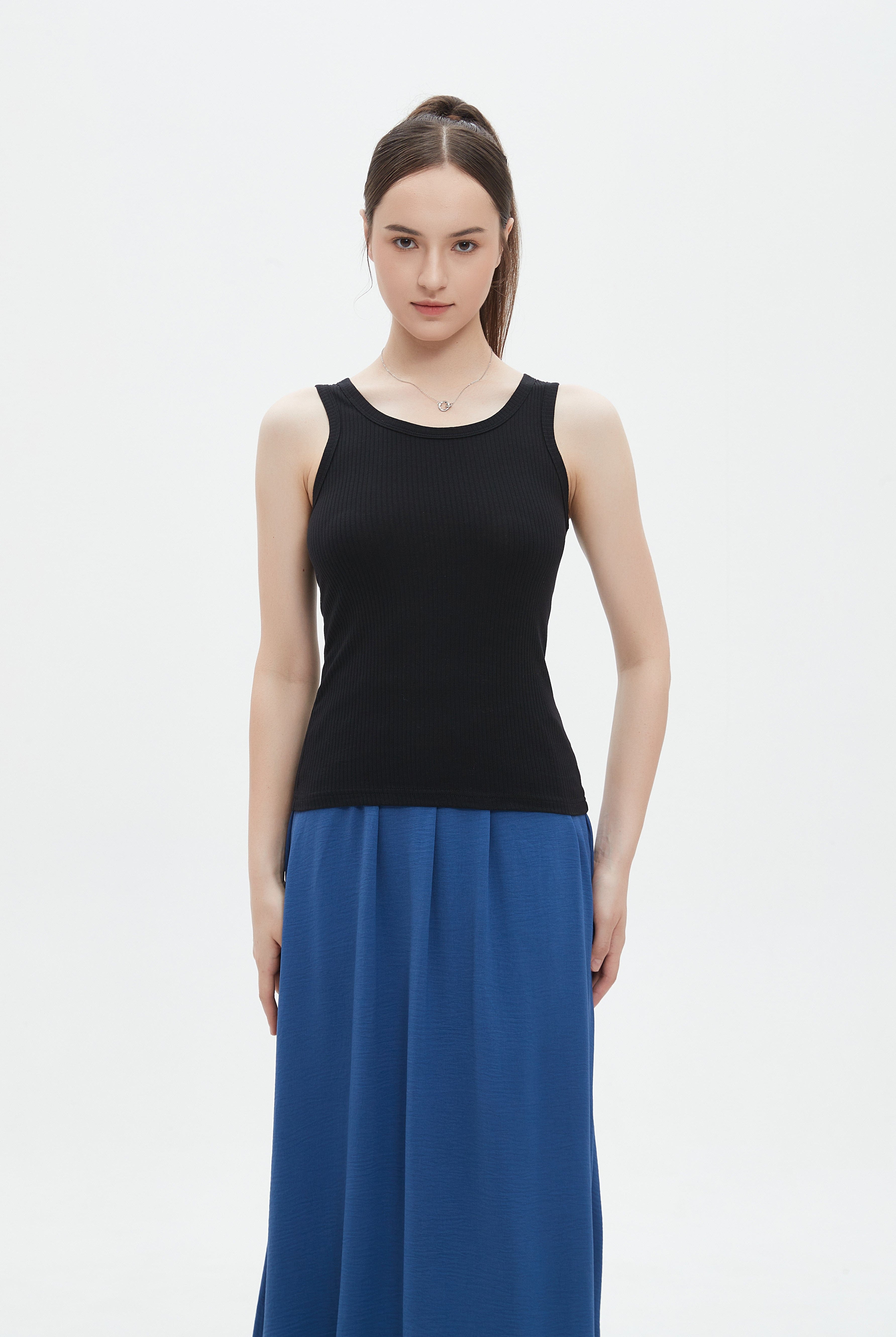 ميكا توب تانك سادة مضلع بحمالات عريضة