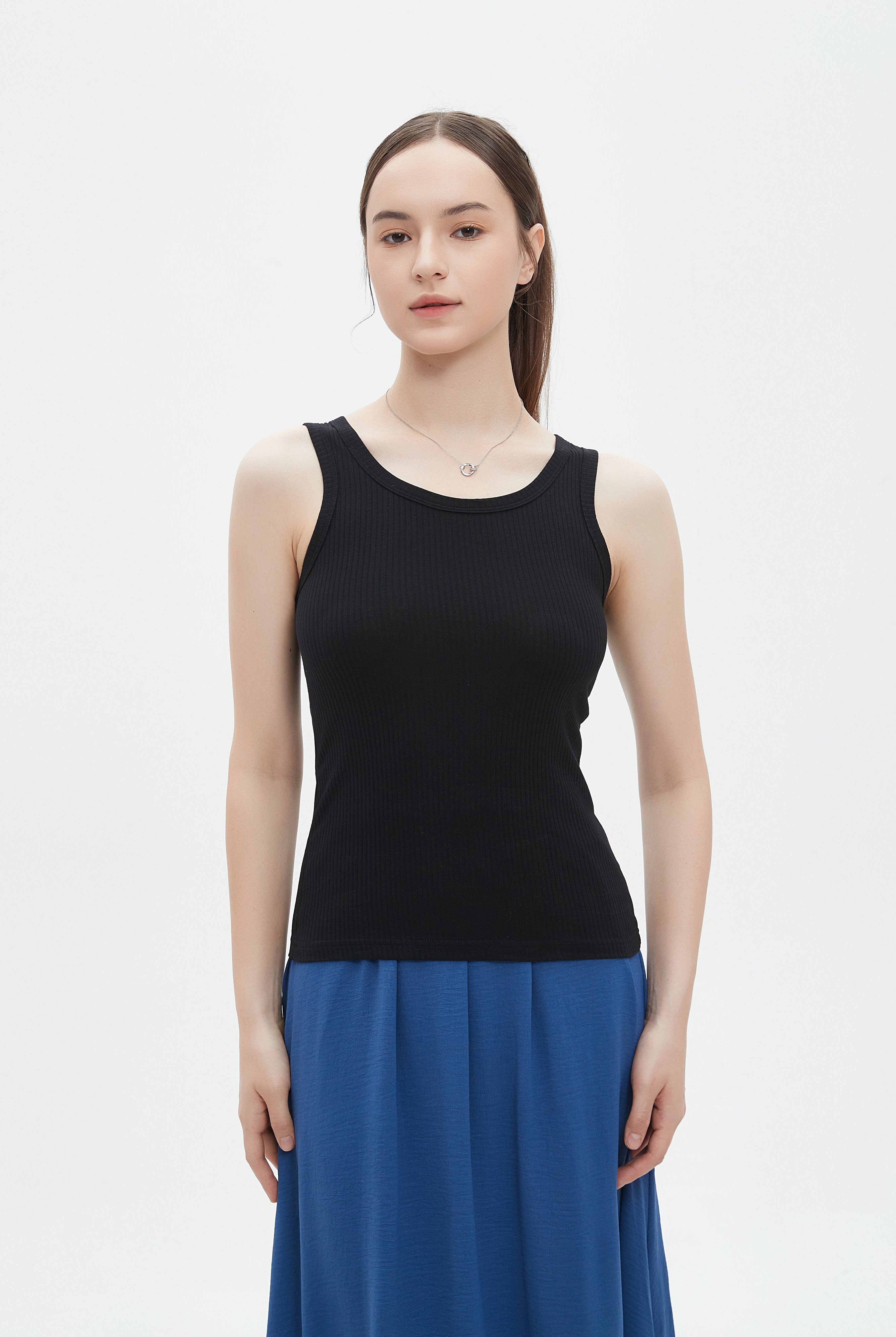 ميكا توب تانك سادة مضلع بحمالات عريضة