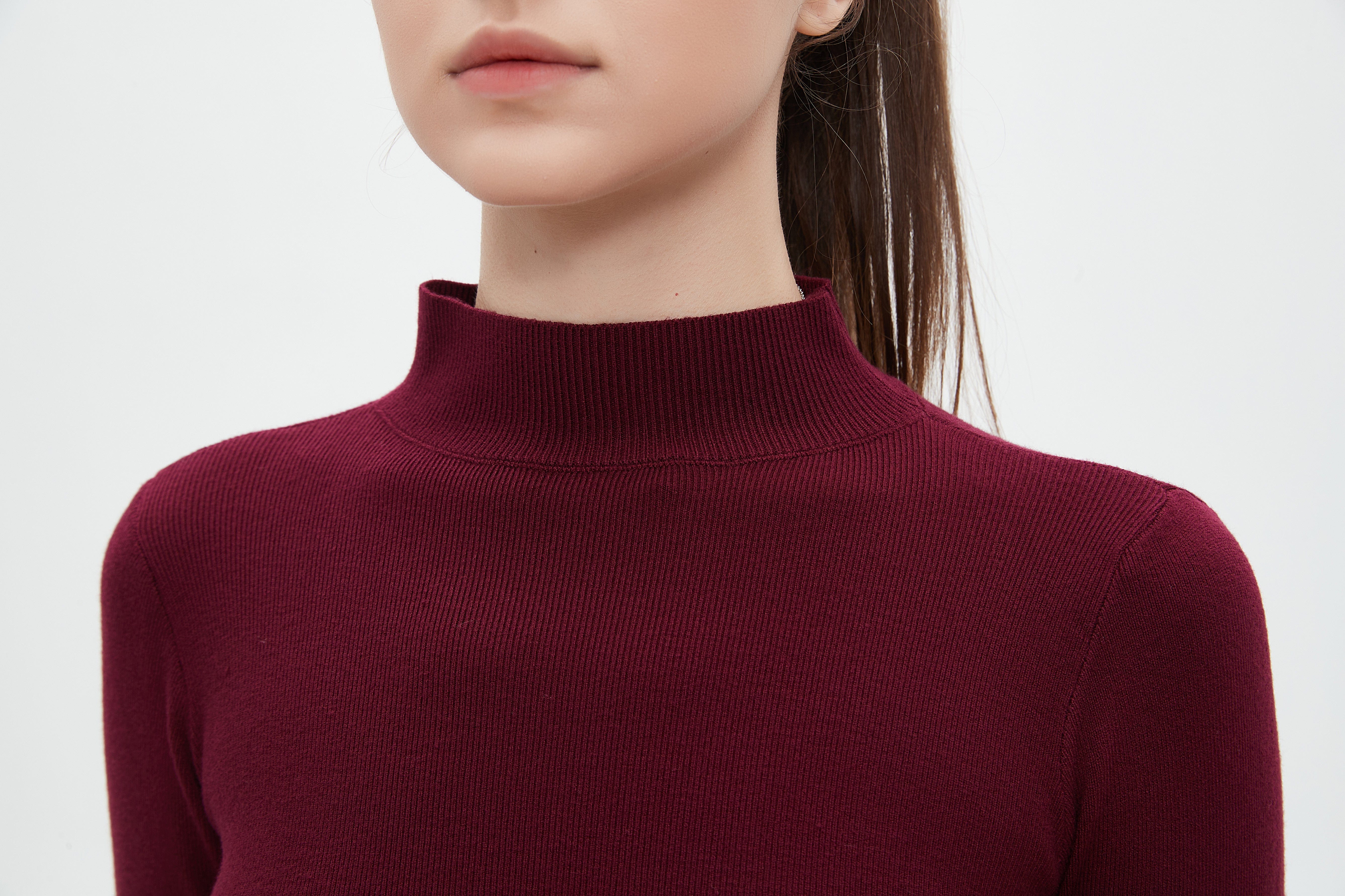 ميكا بلوزة نسائية برقبة عالية وكم طويل للشتاء