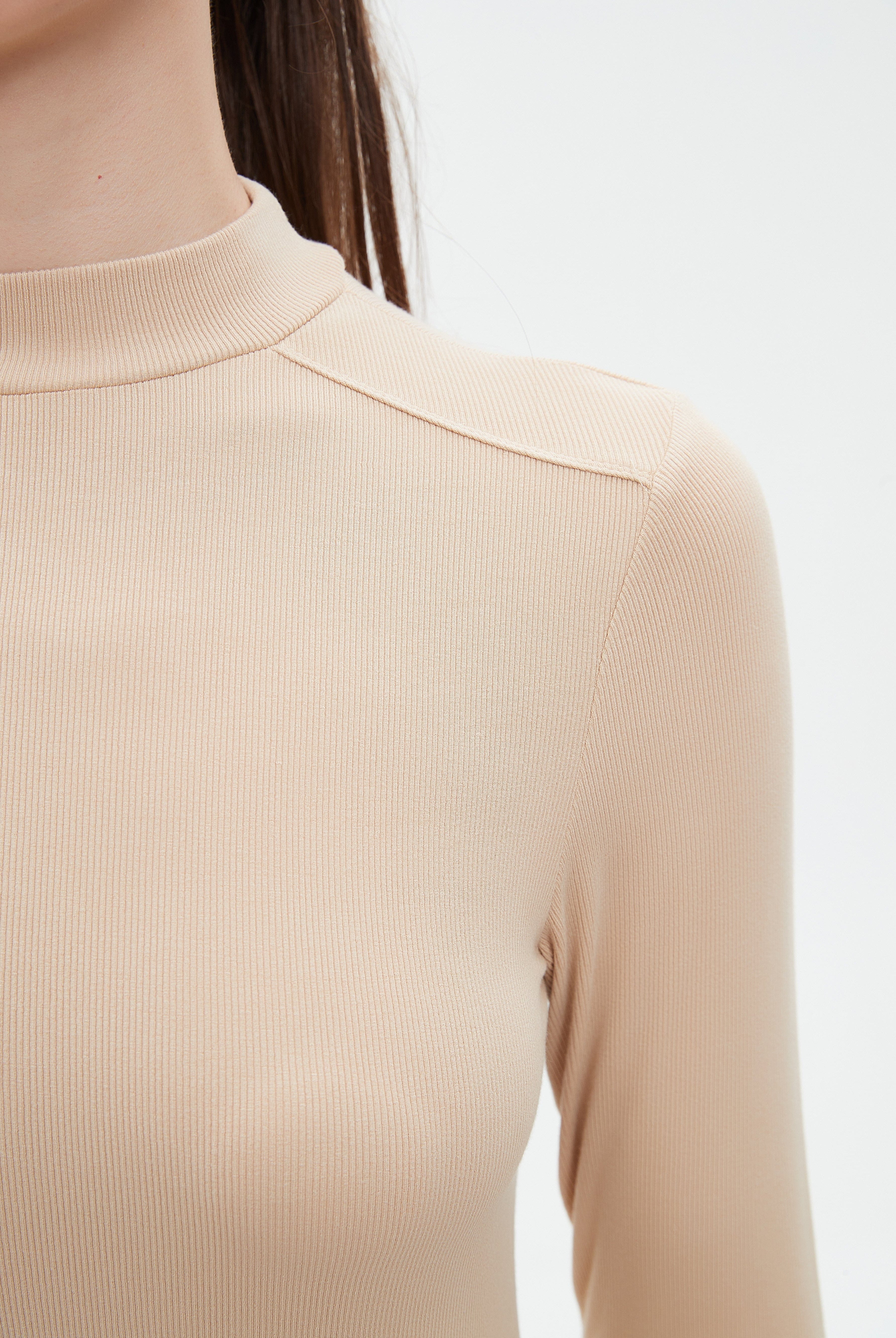 ميكا بلوزة نسائية طويلة للشتاء بكم طويل ورقبة دائرية