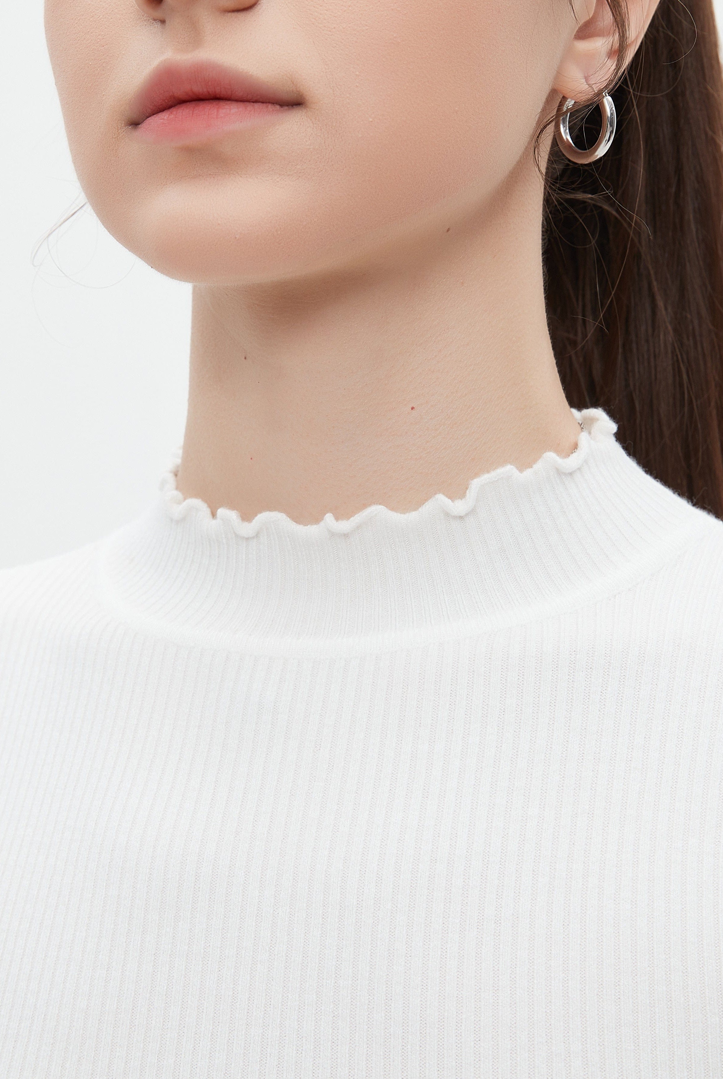 ميكا توب نسائي للشتاء بكم طويل ورقبة دائرية