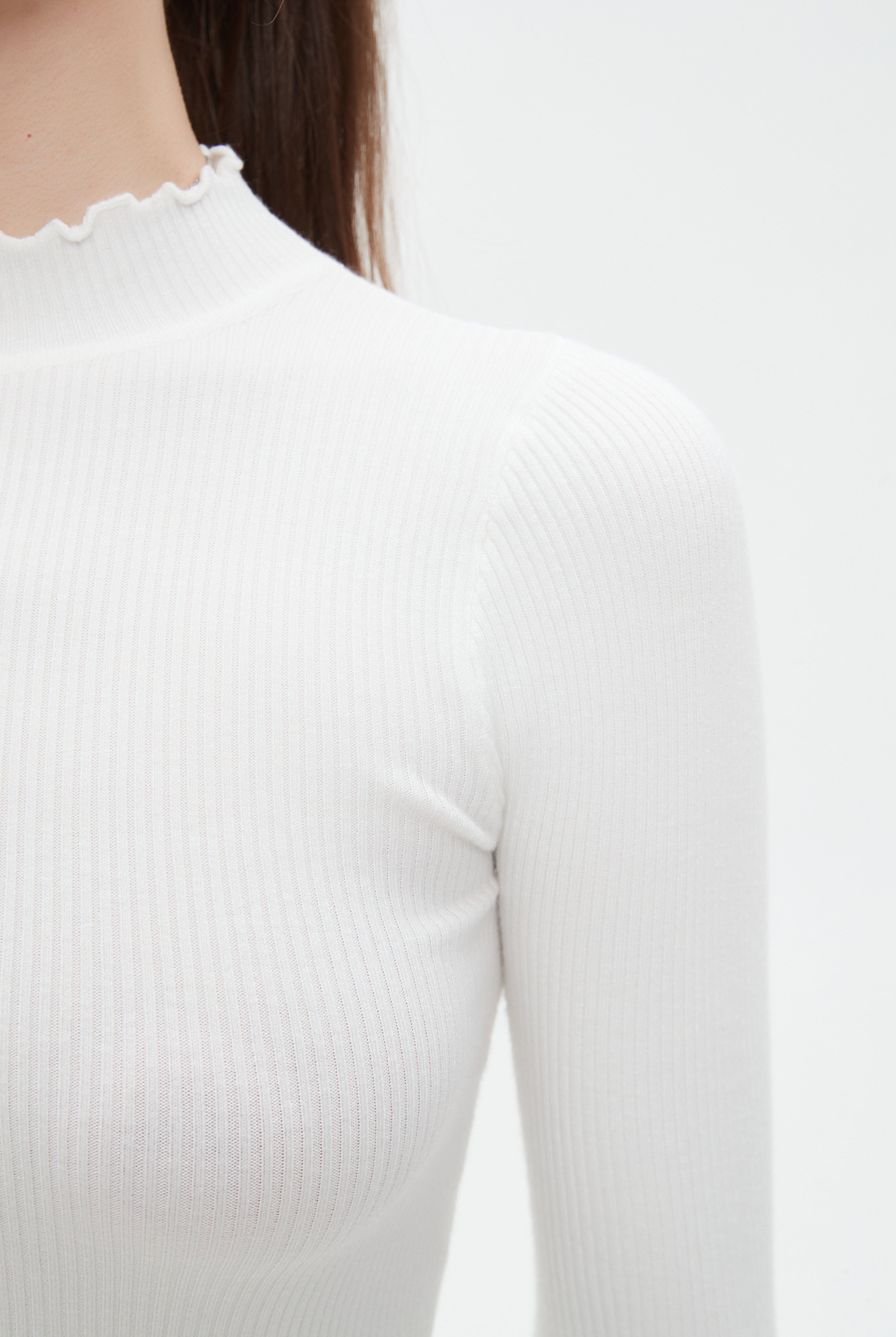 ميكا توب نسائي للشتاء بكم طويل ورقبة دائرية