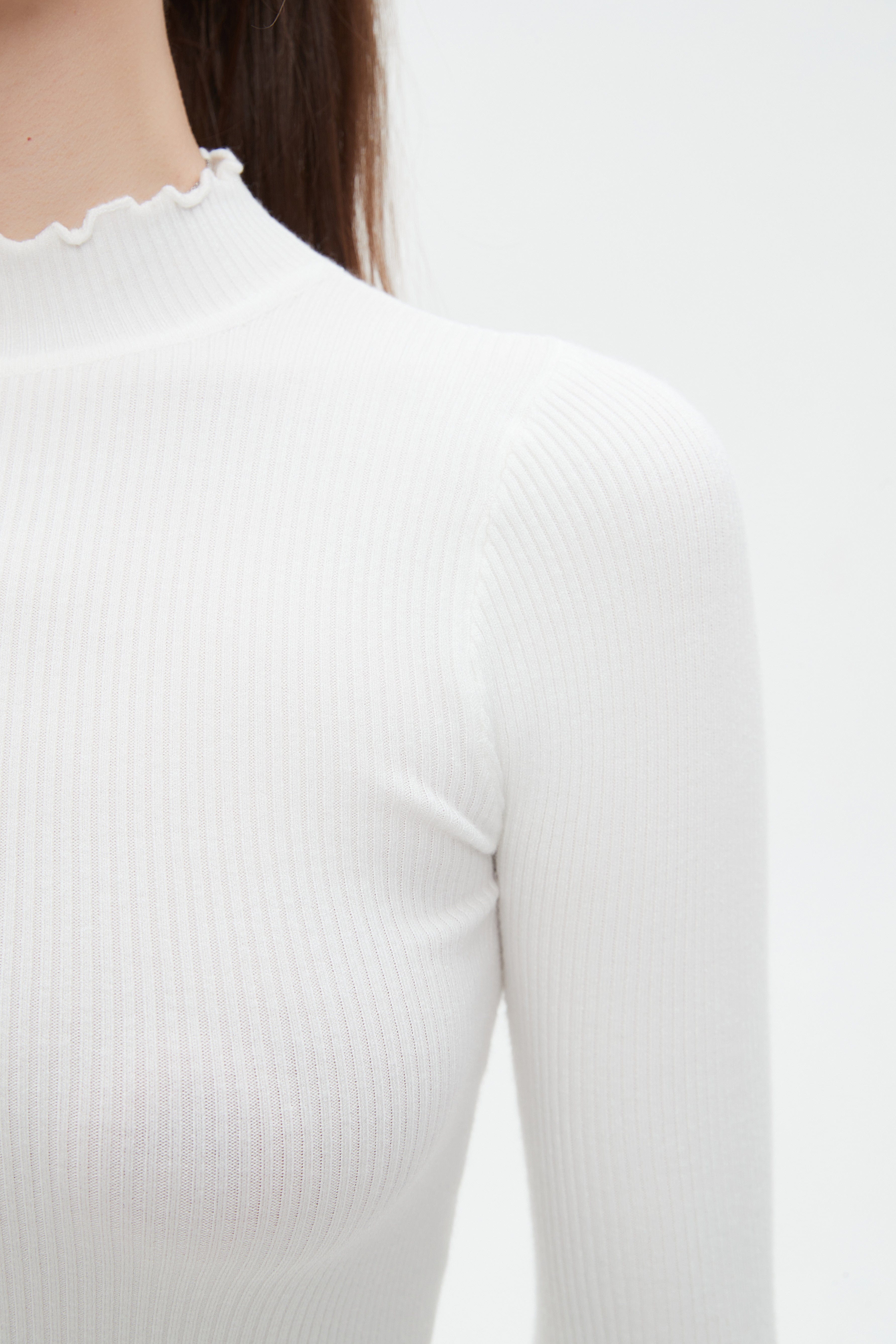 ميكا توب نسائي للشتاء بكم طويل ورقبة دائرية