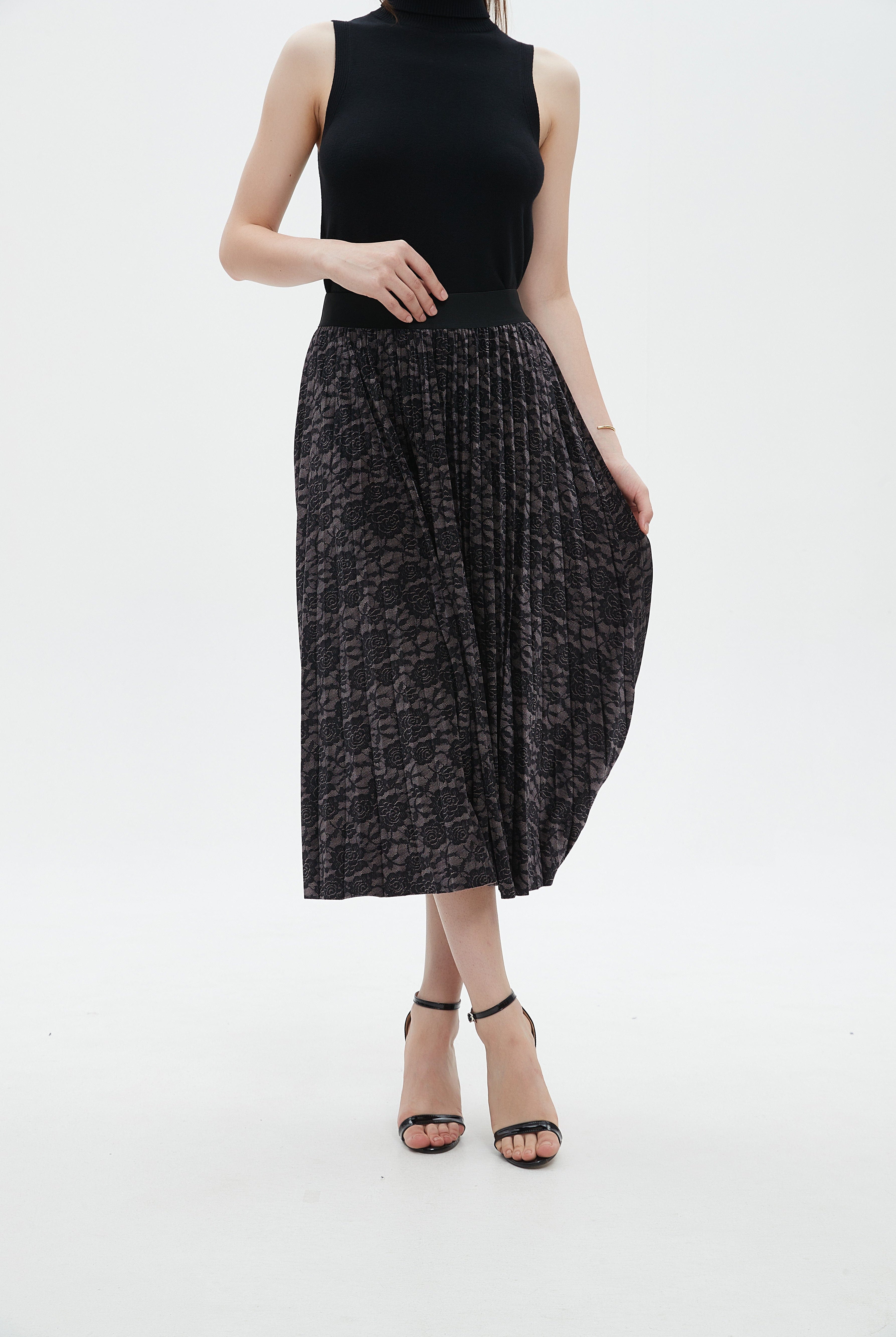 ميكا جيبة ميدي بليسية مطرزة