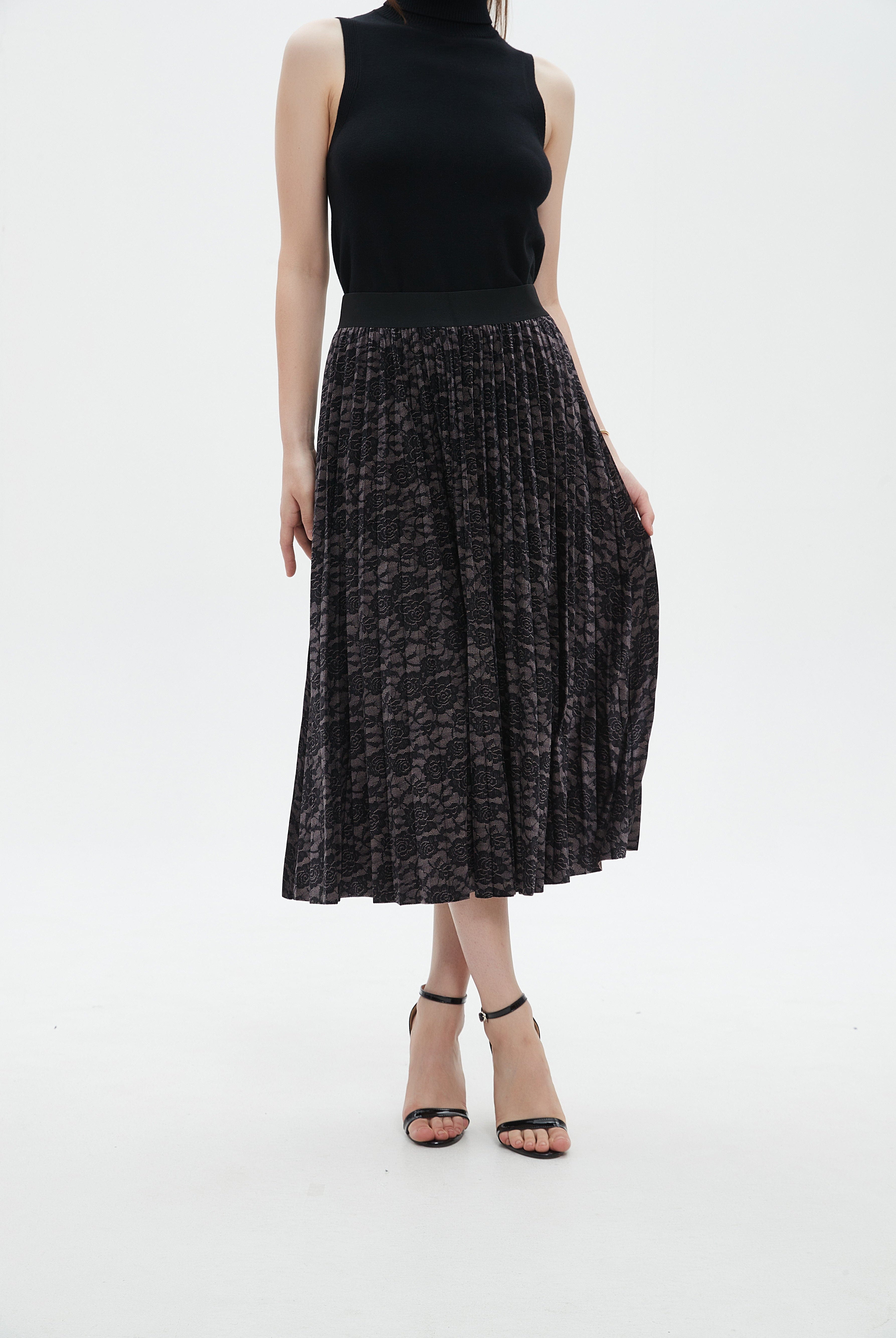 ميكا جيبة ميدي بليسية مطرزة