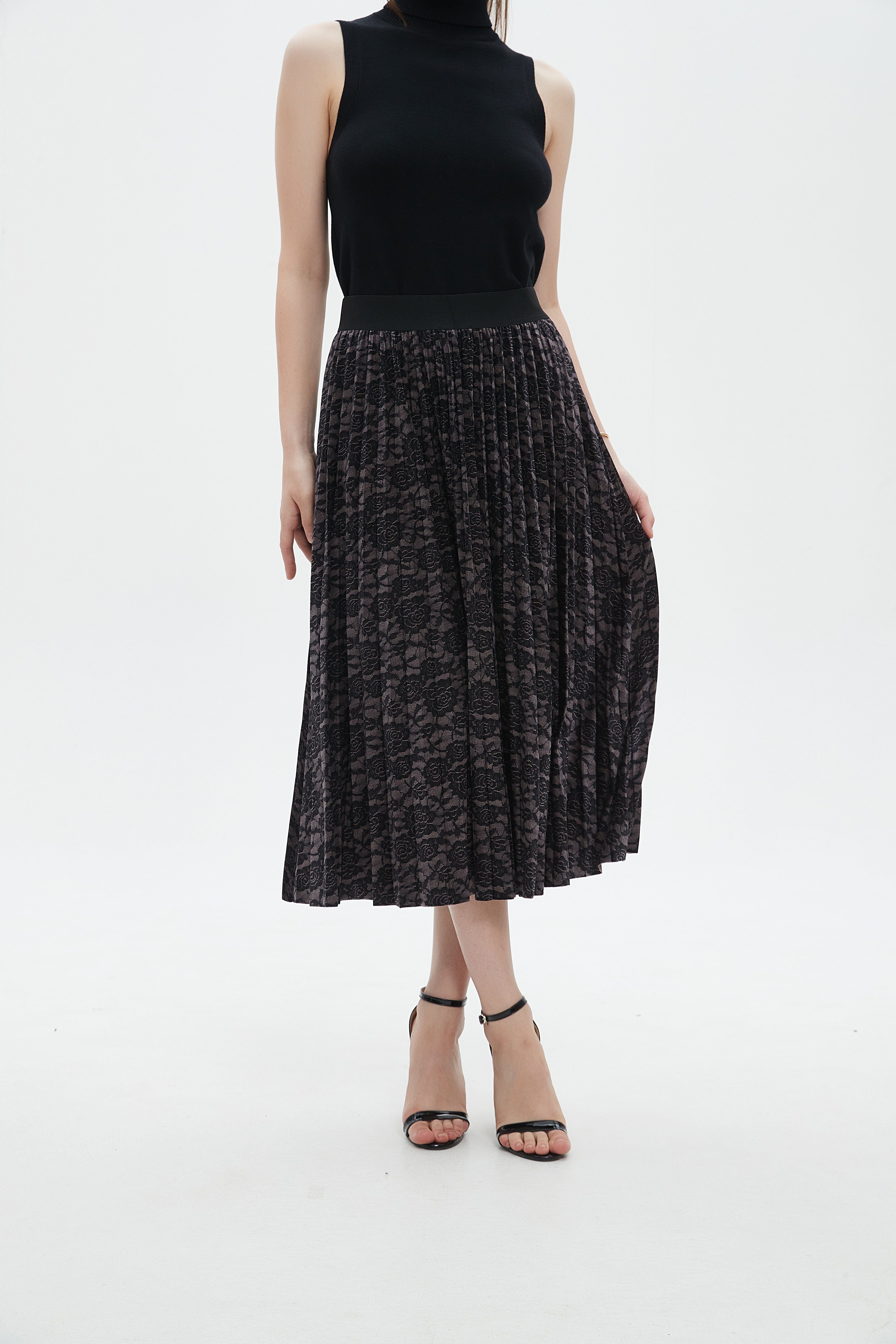 ميكا جيبة ميدي بليسية مطرزة