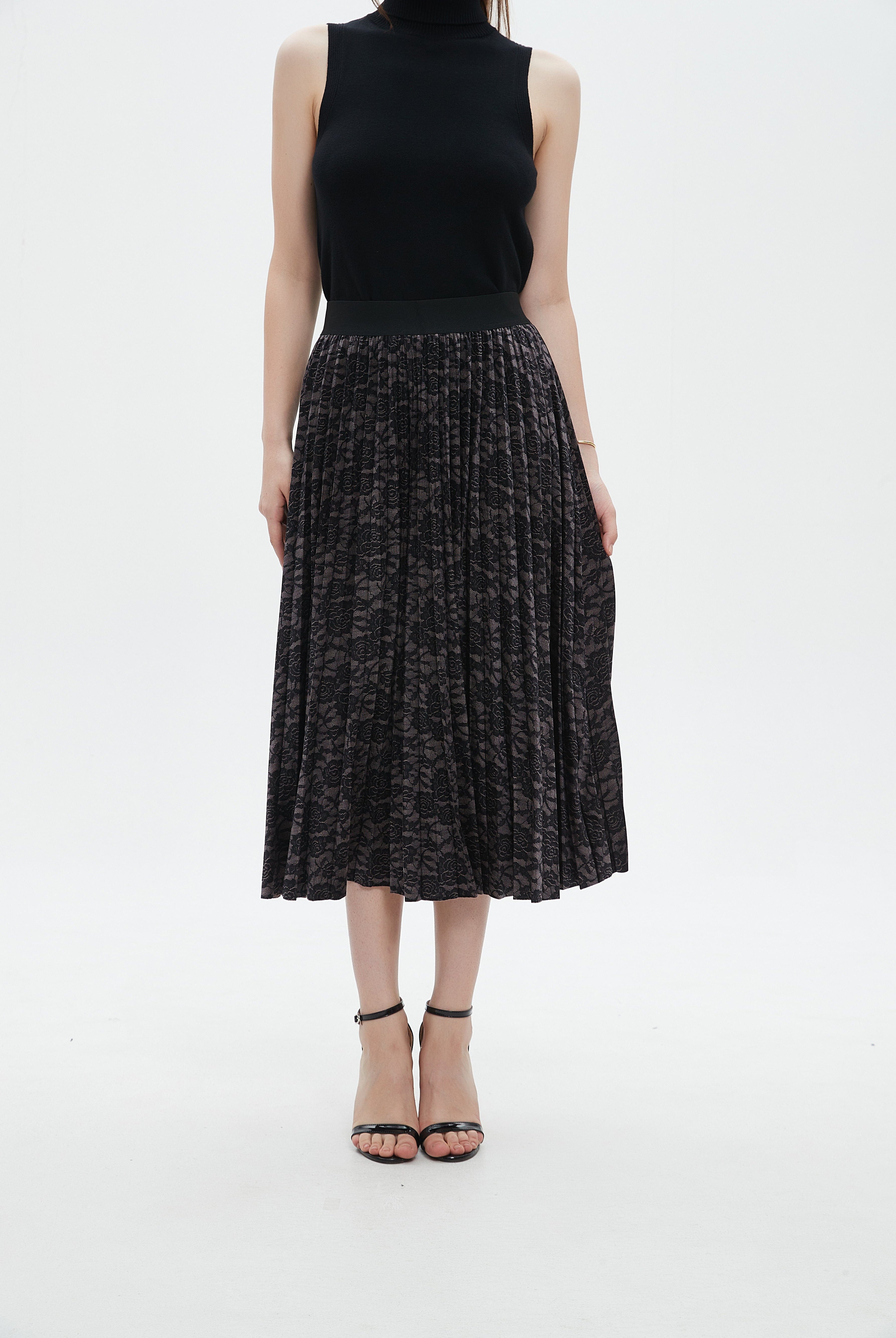 ميكا جيبة ميدي بليسية مطرزة