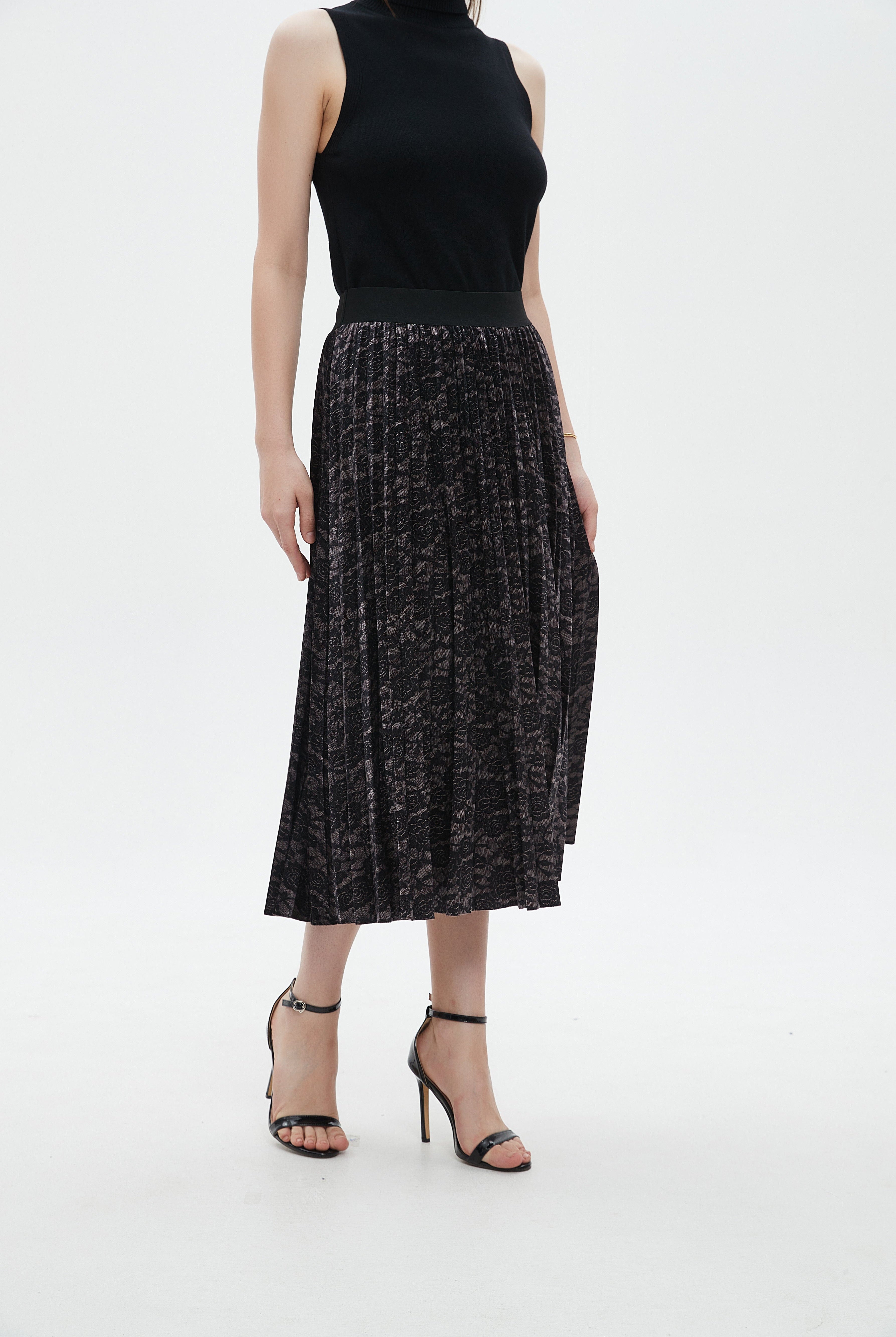 ميكا جيبة ميدي بليسية مطرزة