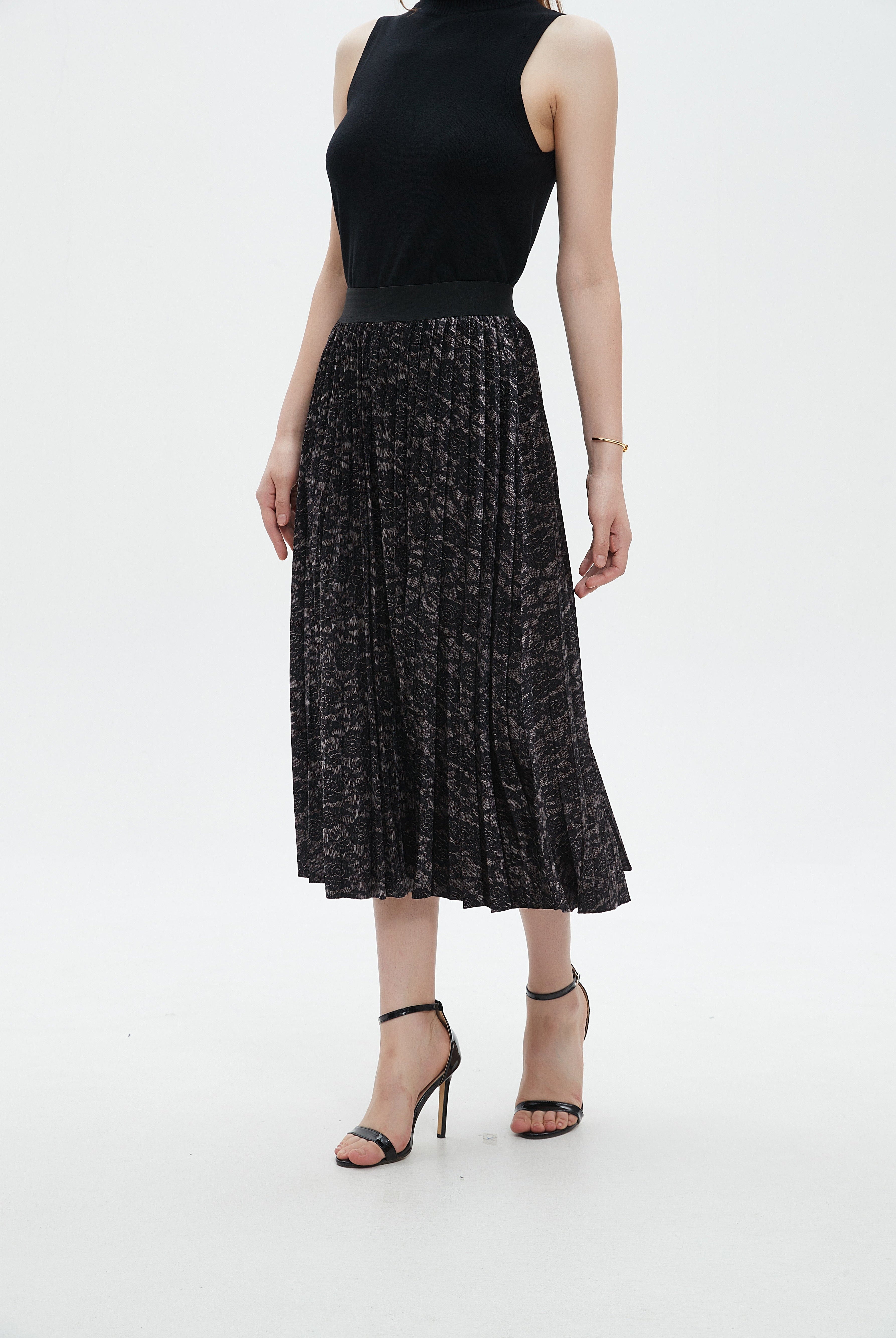 ميكا جيبة ميدي بليسية مطرزة