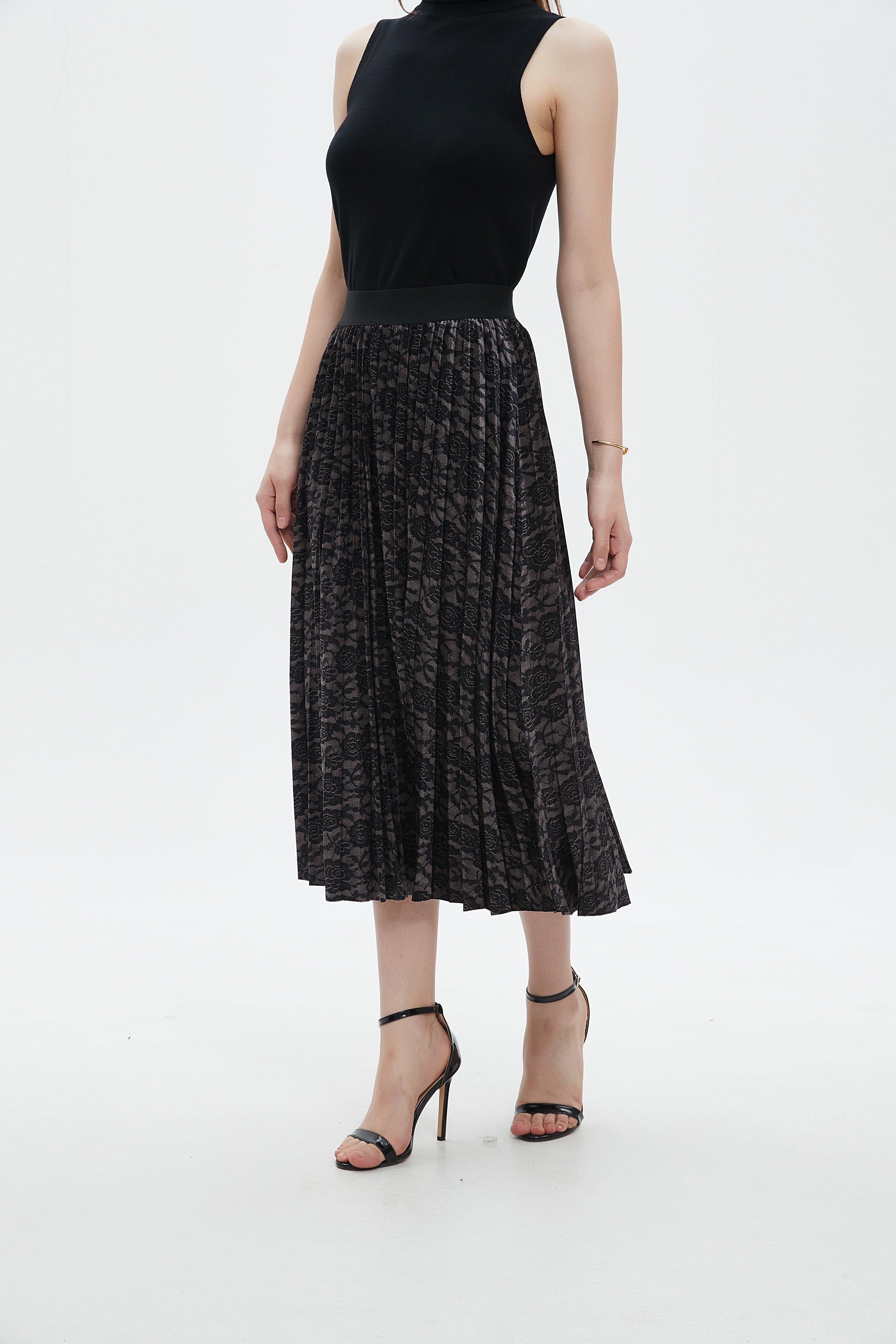 ميكا جيبة ميدي بليسية مطرزة