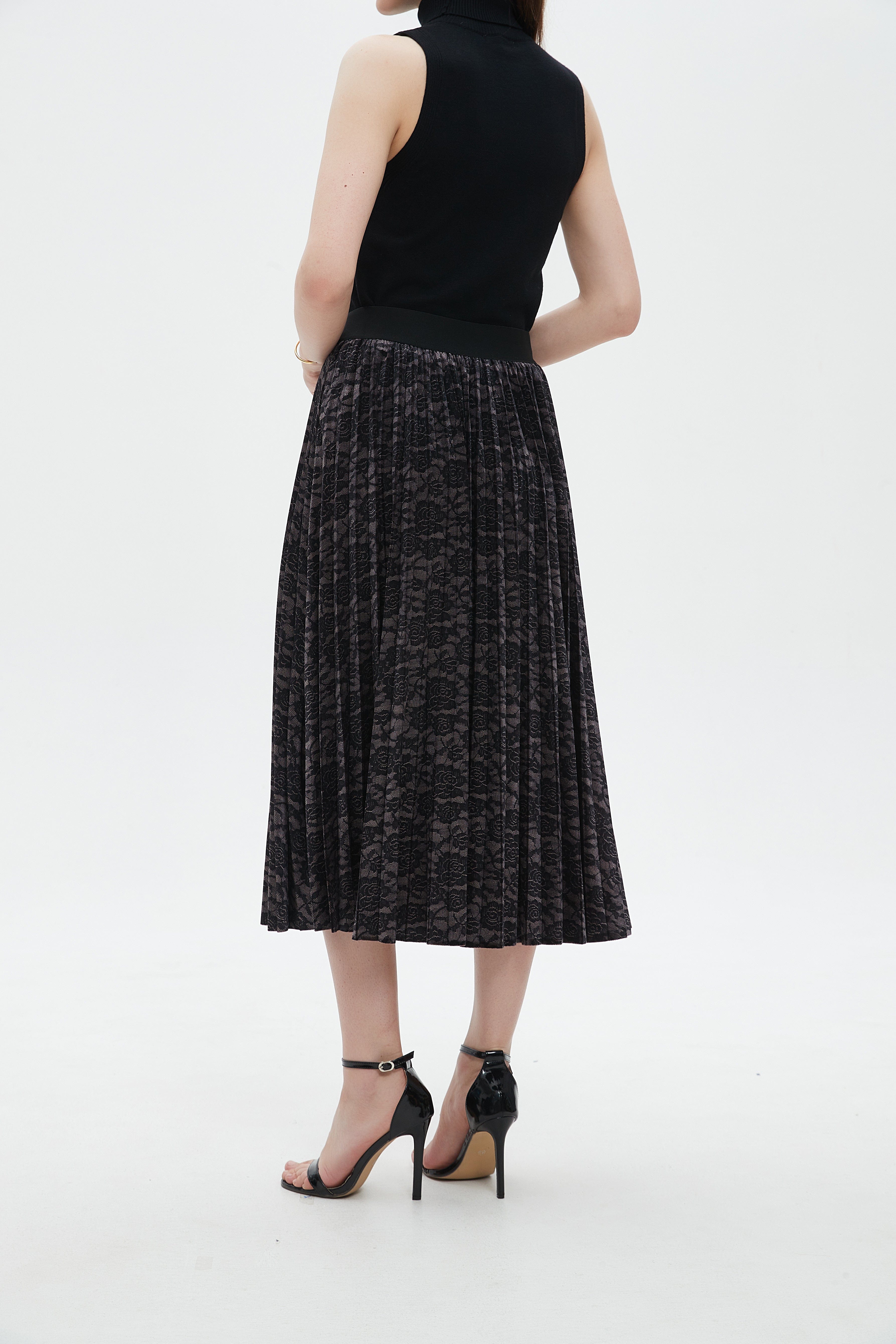 ميكا جيبة ميدي بليسية مطرزة