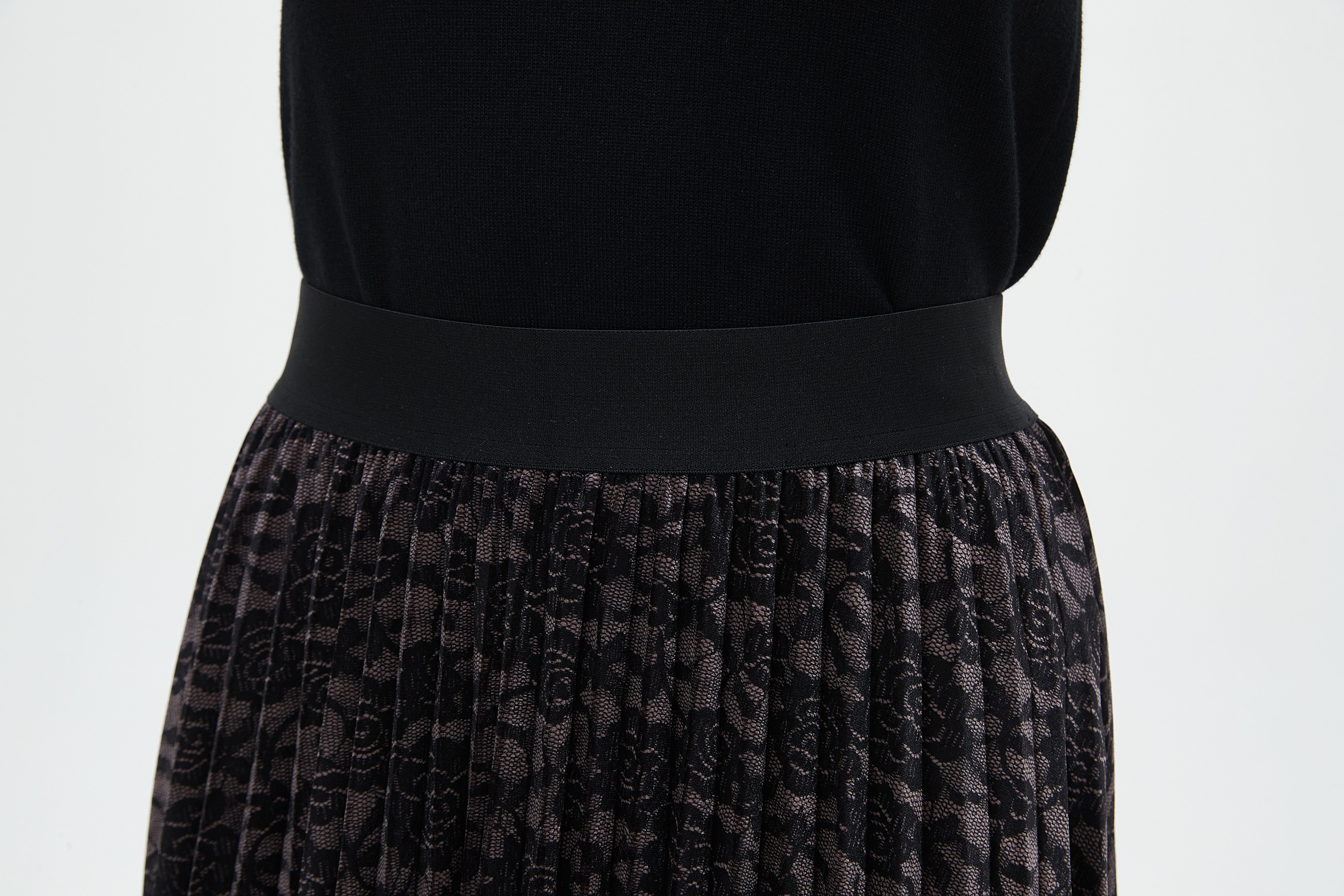 ميكا جيبة ميدي بليسية مطرزة