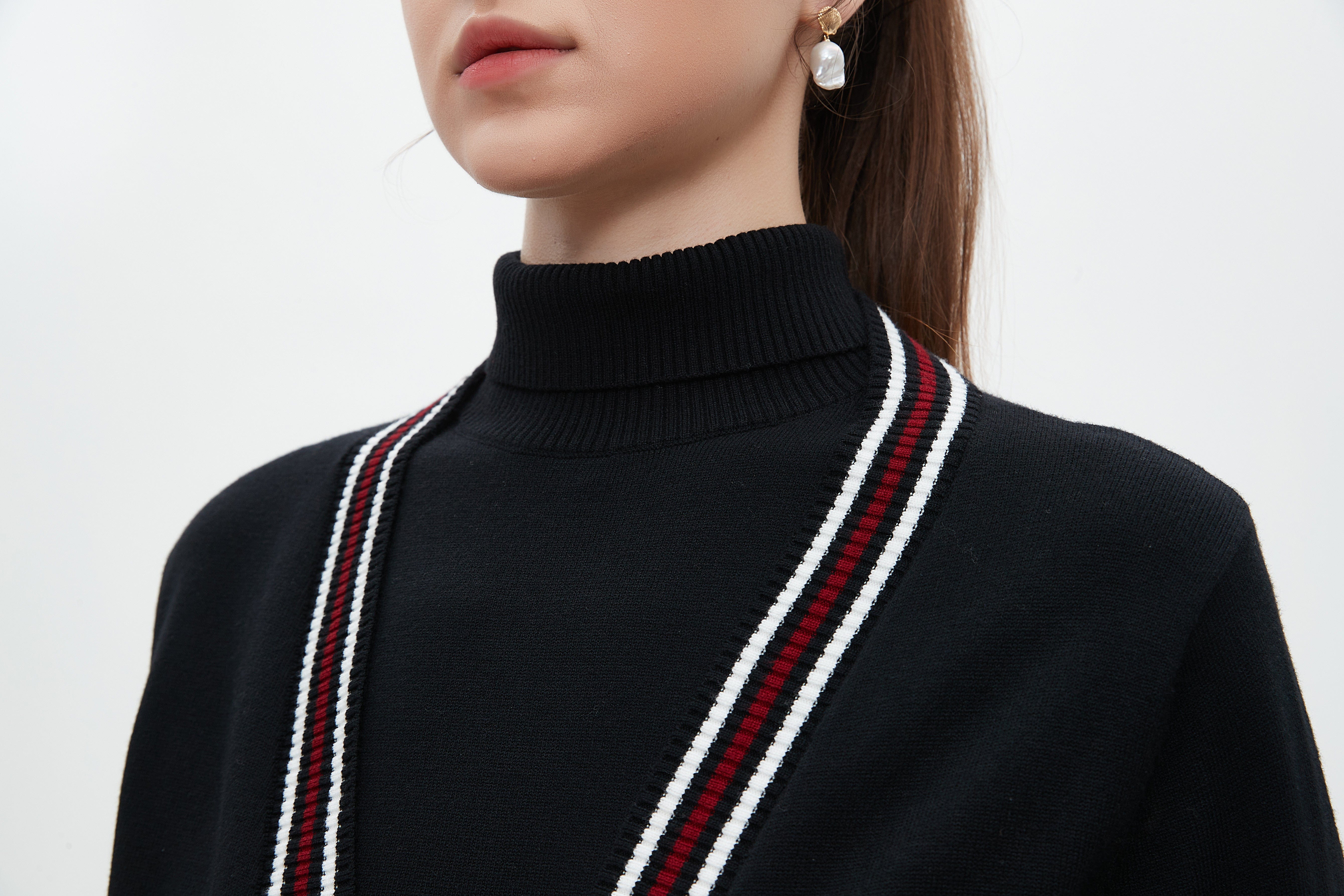 ميكا كارديجان طويل منقوش بخياطة ملونة