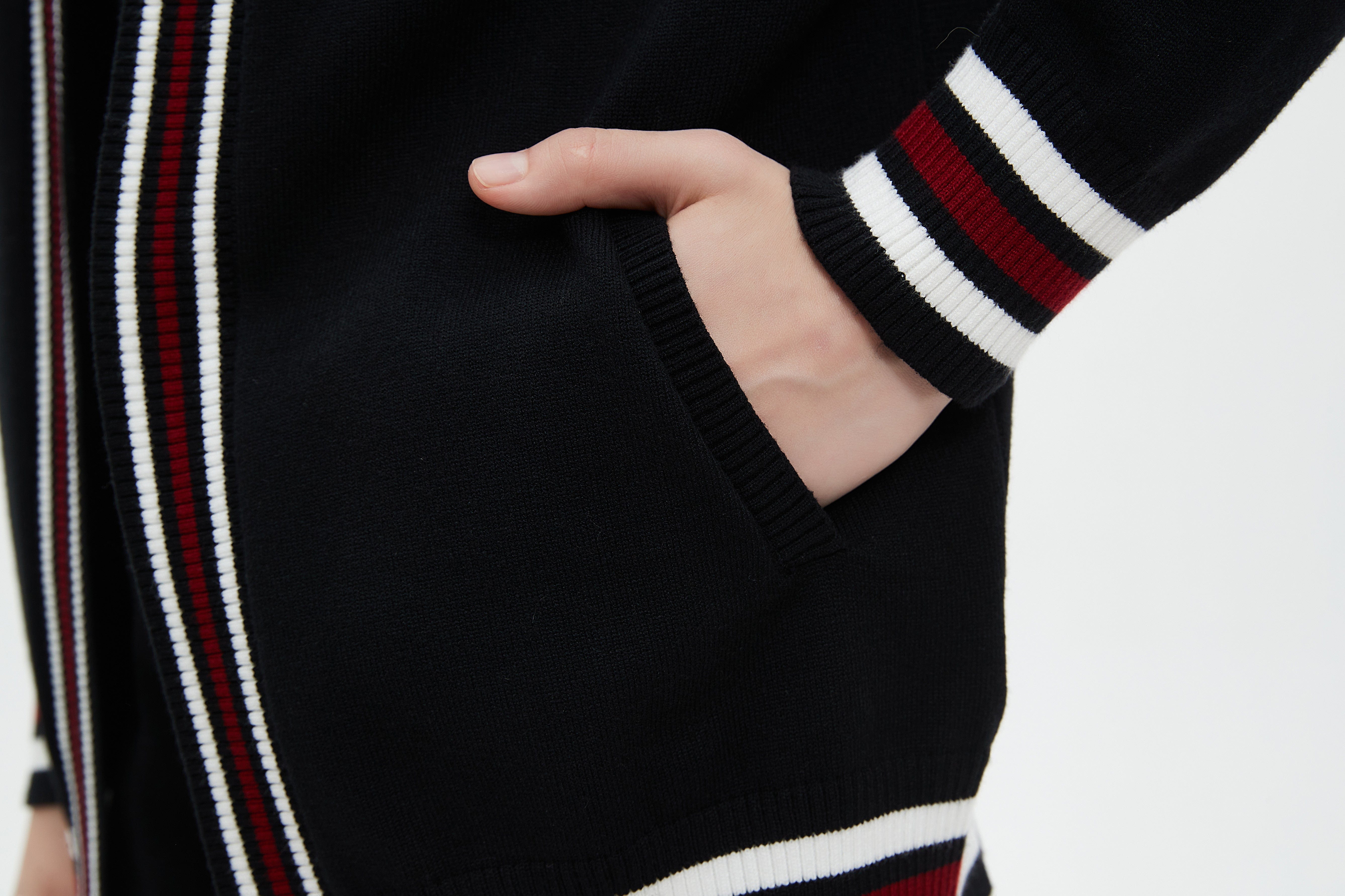 ميكا كارديجان طويل منقوش بخياطة ملونة