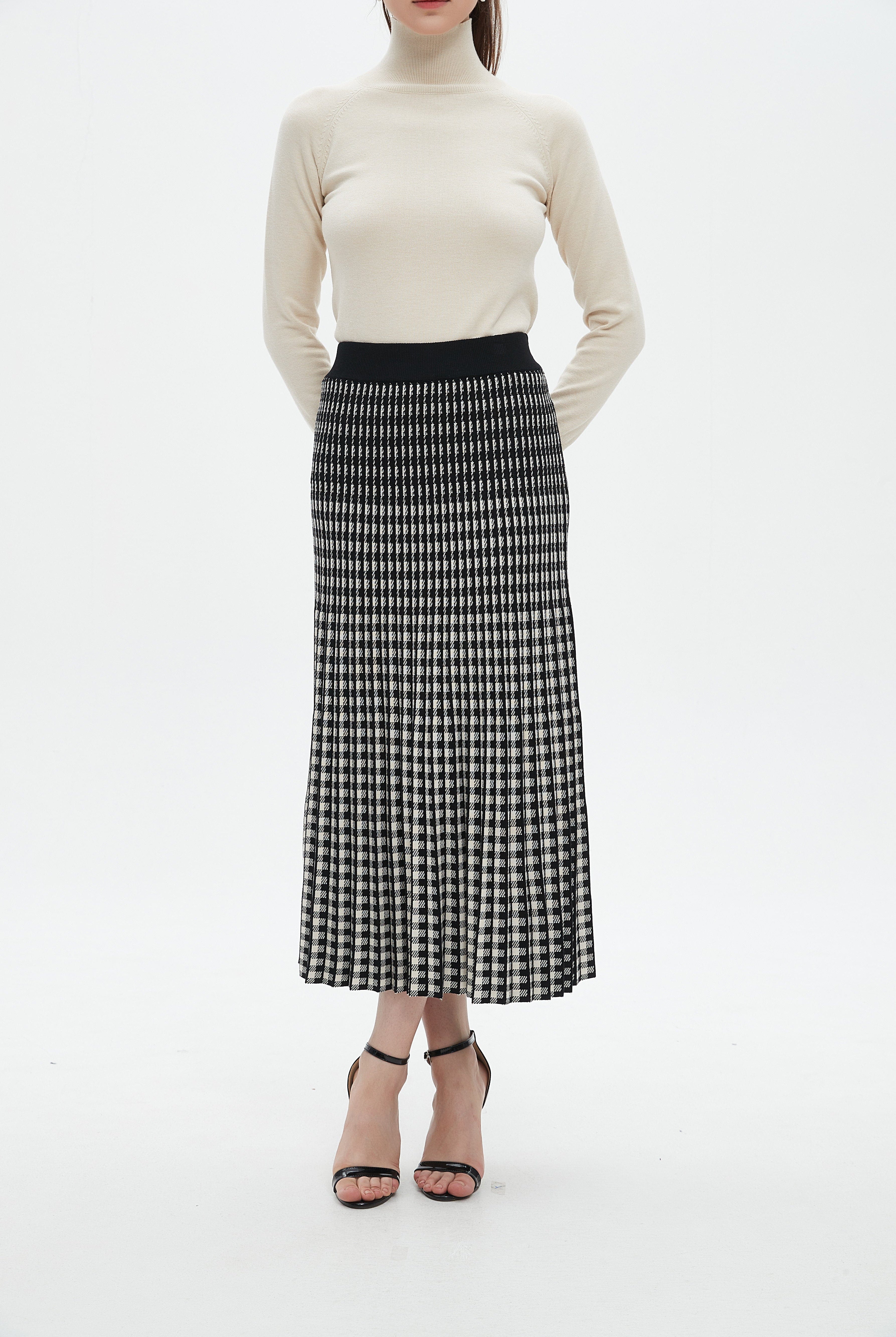 ميكا تنورة نسائية ميدي مربعات مخصرة