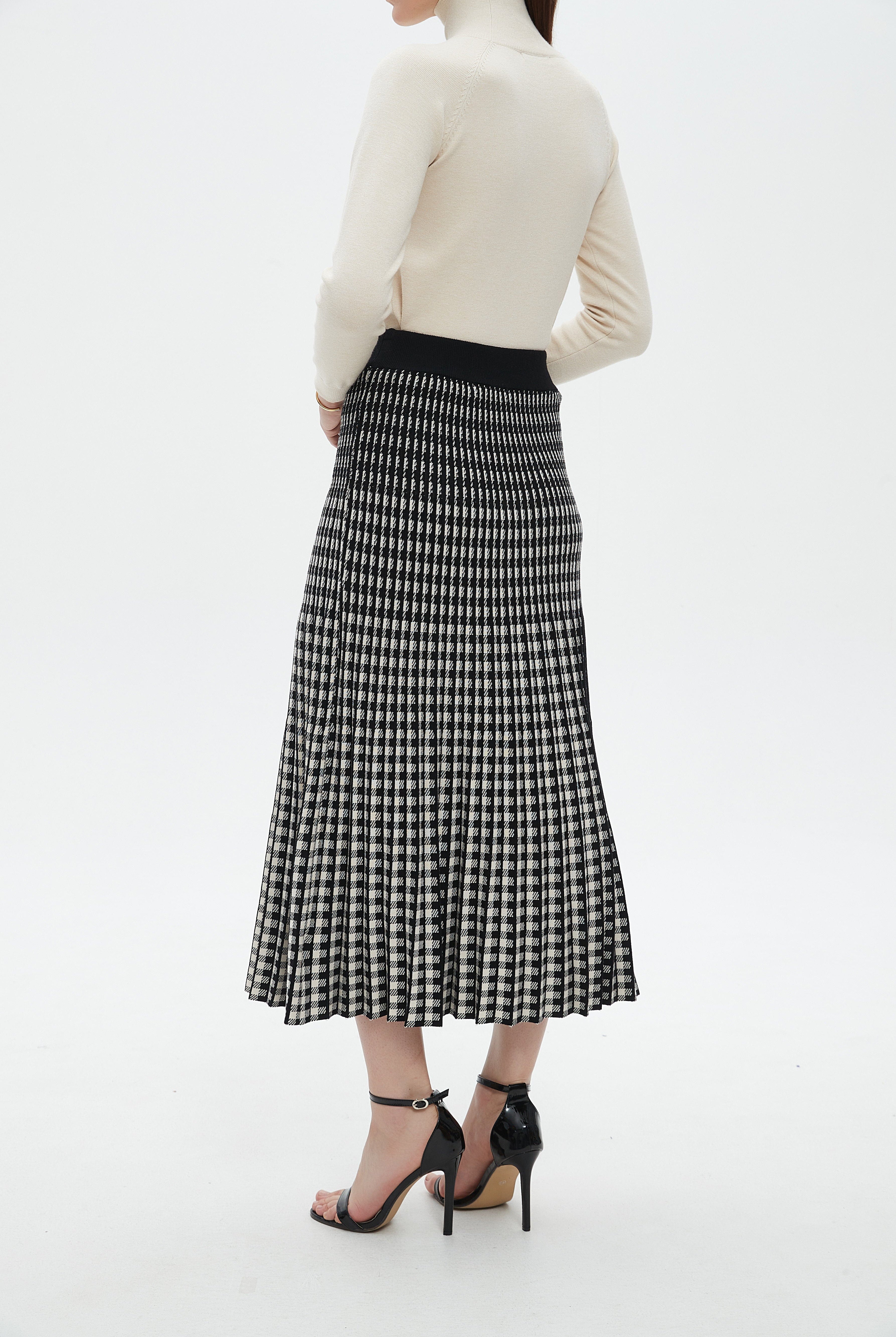 ميكا تنورة نسائية ميدي مربعات مخصرة