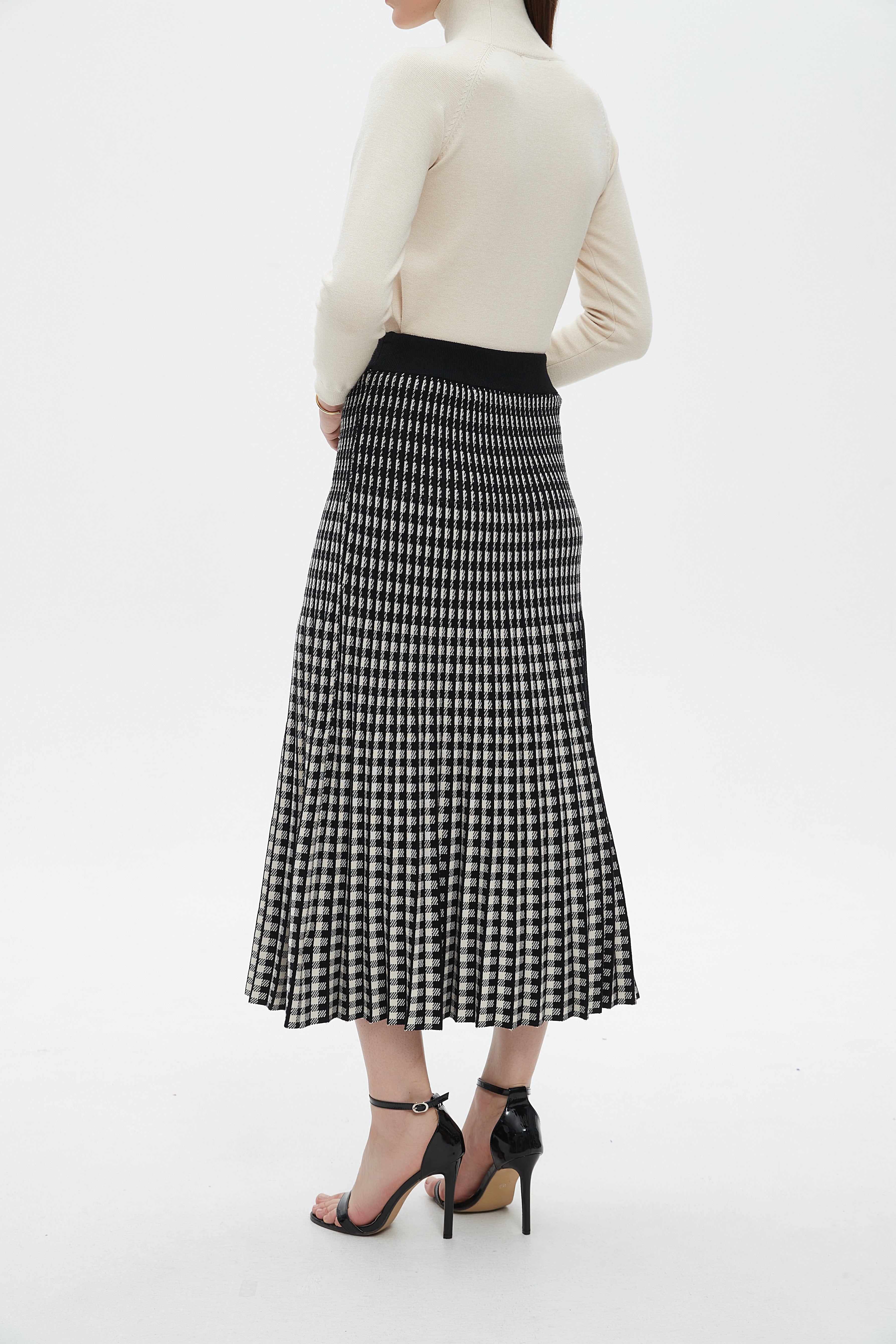 ميكا تنورة نسائية ميدي مربعات مخصرة