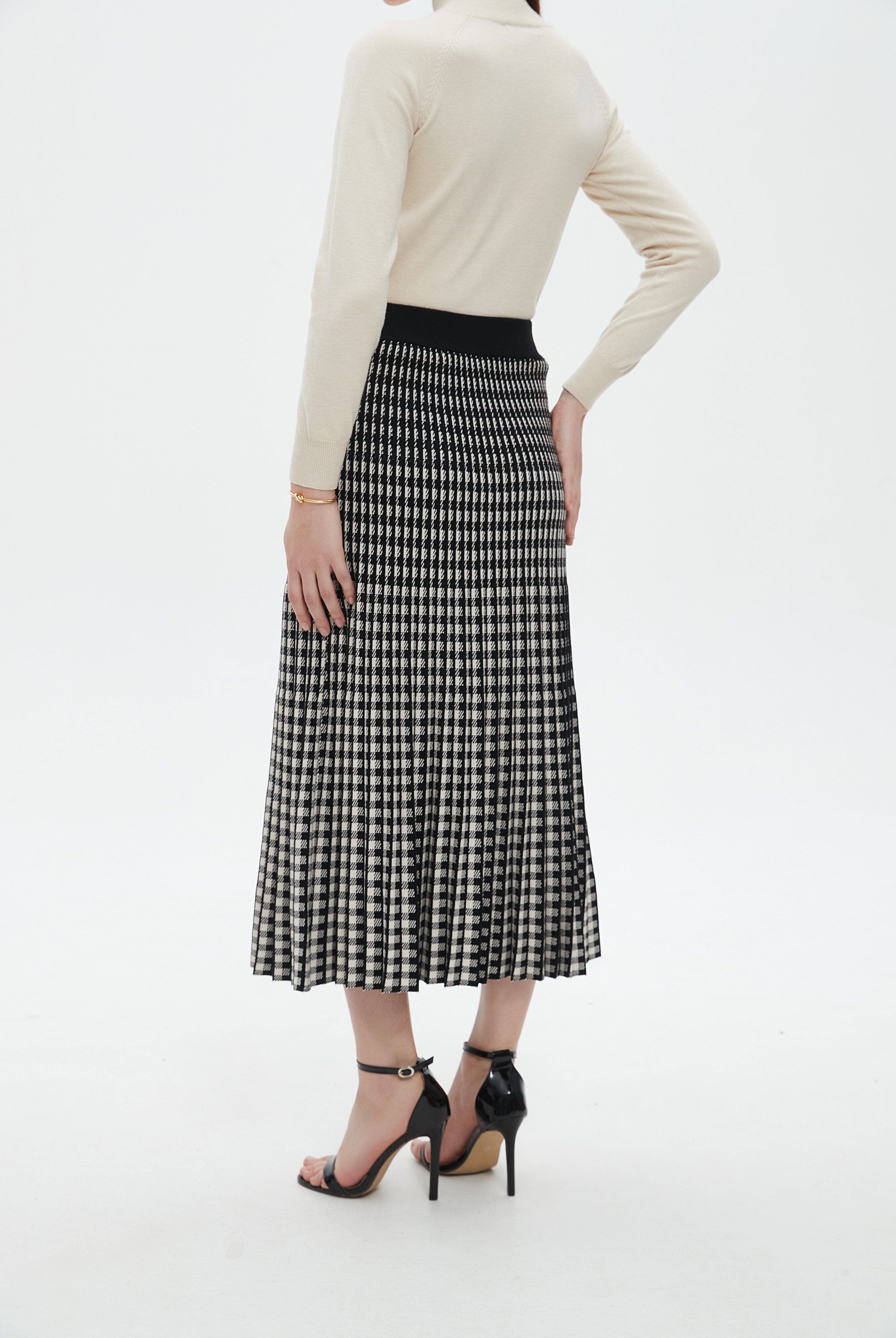 ميكا تنورة نسائية ميدي مربعات مخصرة