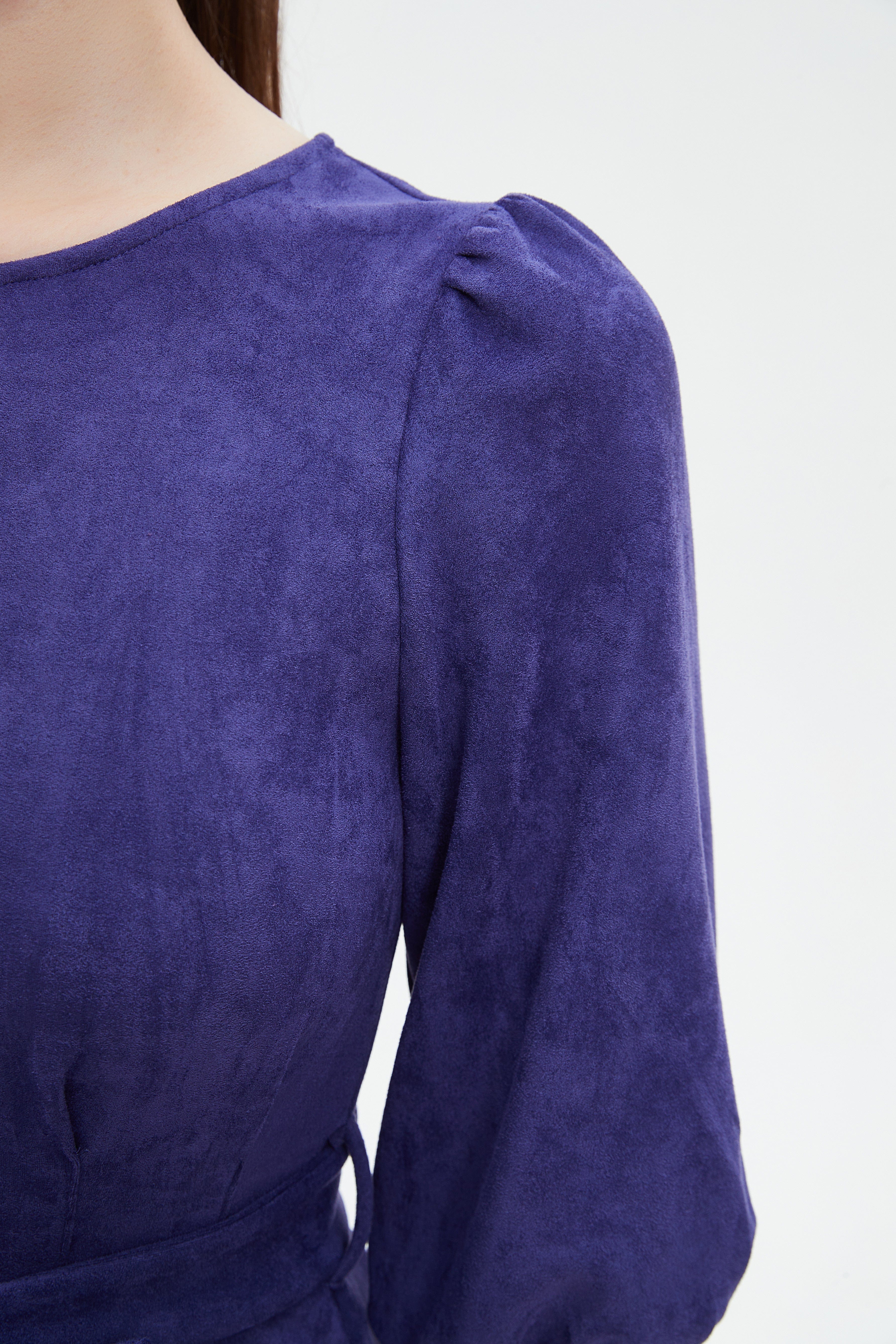 ميكا فستان ميدي بأكمام 3/4 برباط خصر