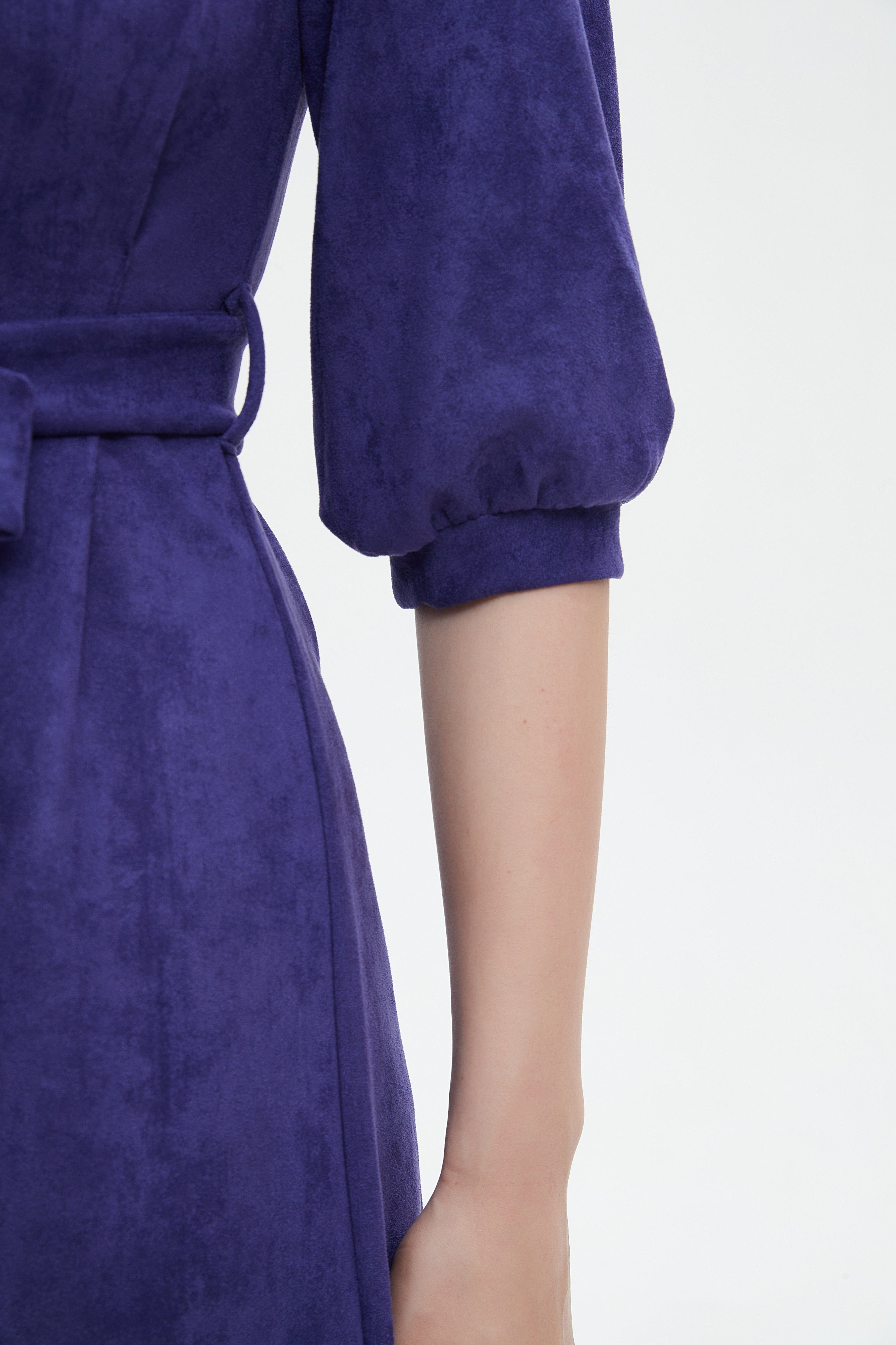 ميكا فستان ميدي بأكمام 3/4 برباط خصر