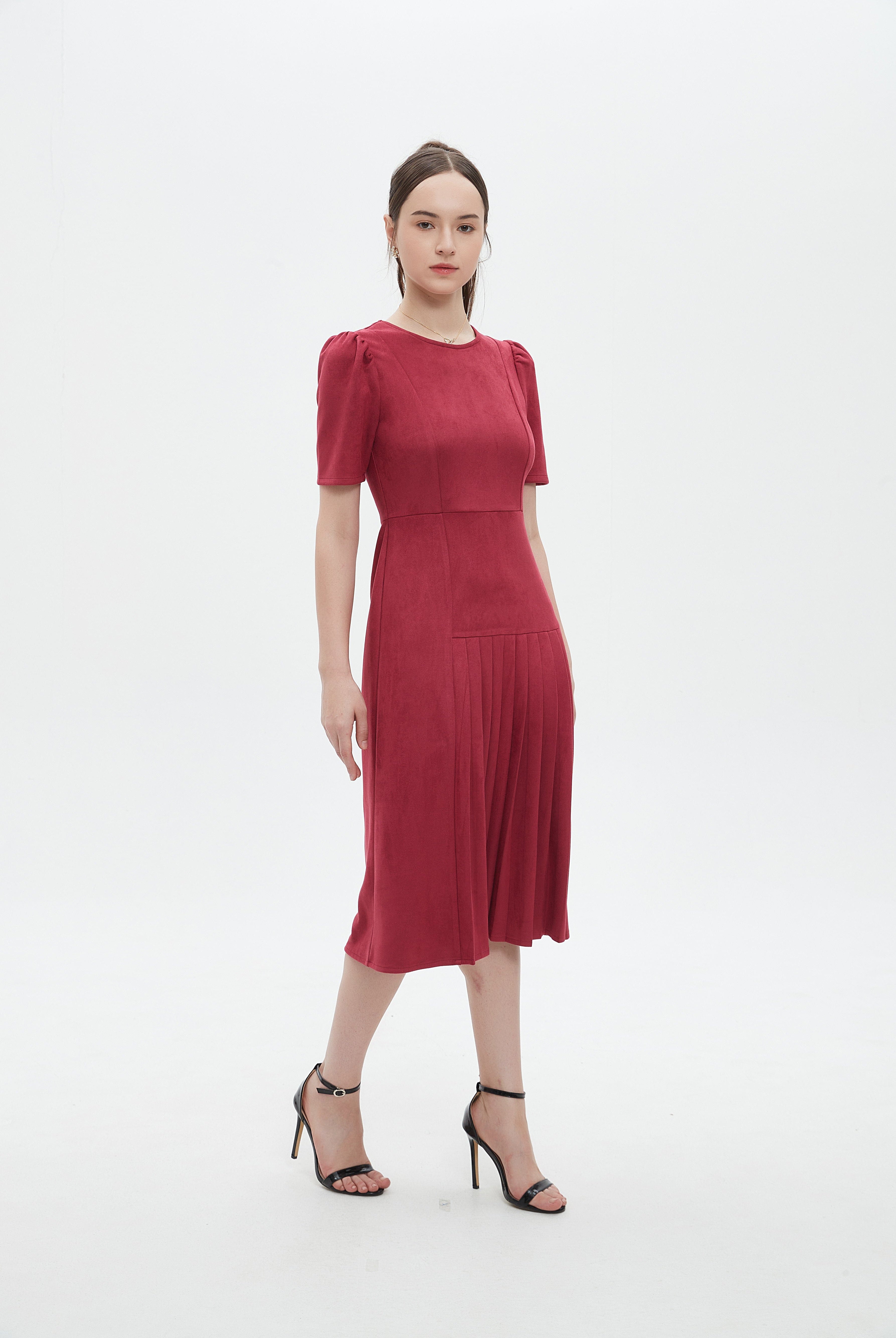 ميكا فستان نسائي ميدي نصف كشكش بنص كم