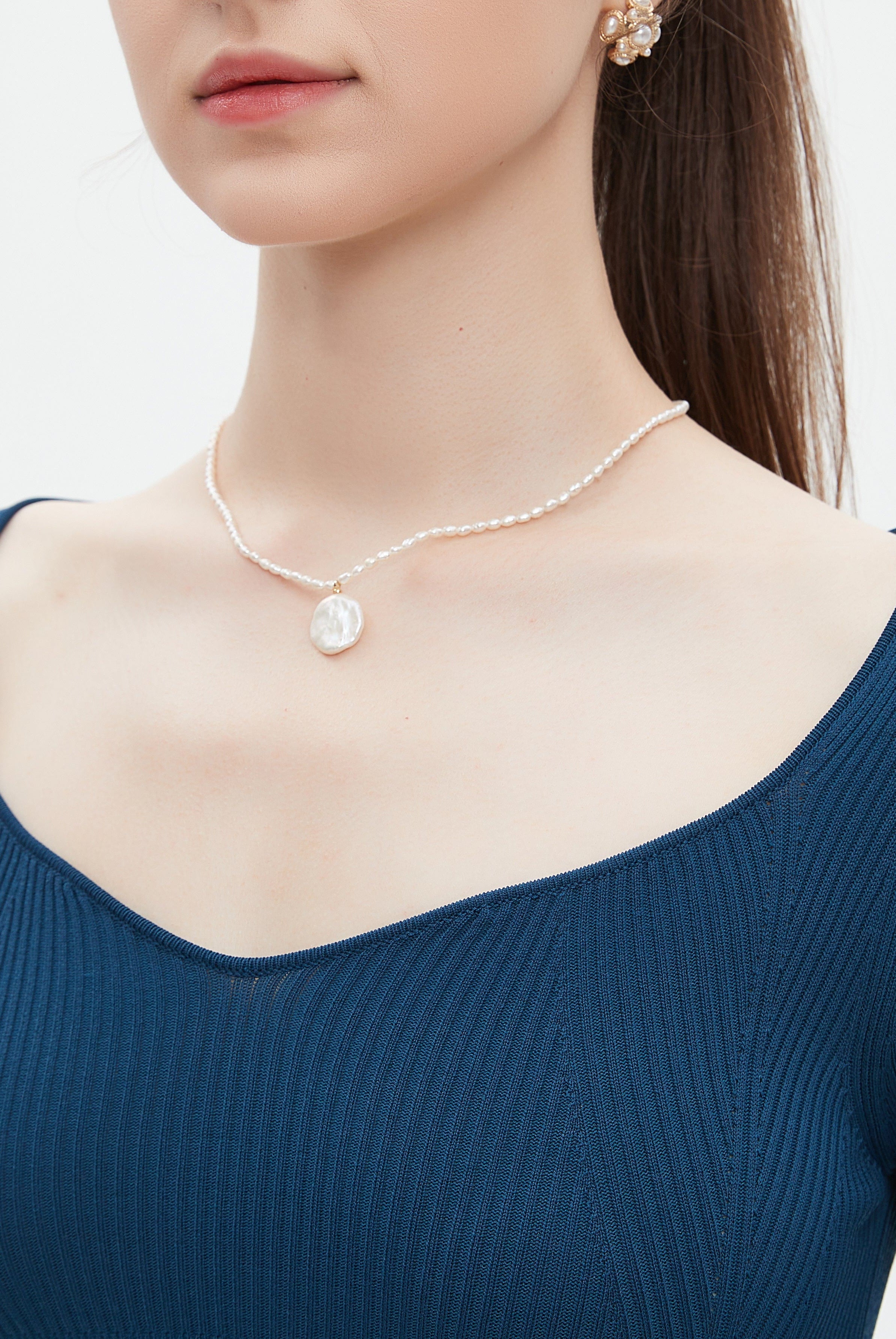 ميكا فستان ميدي ميدى سادة مضلع برقبة مفتوحه نسائى