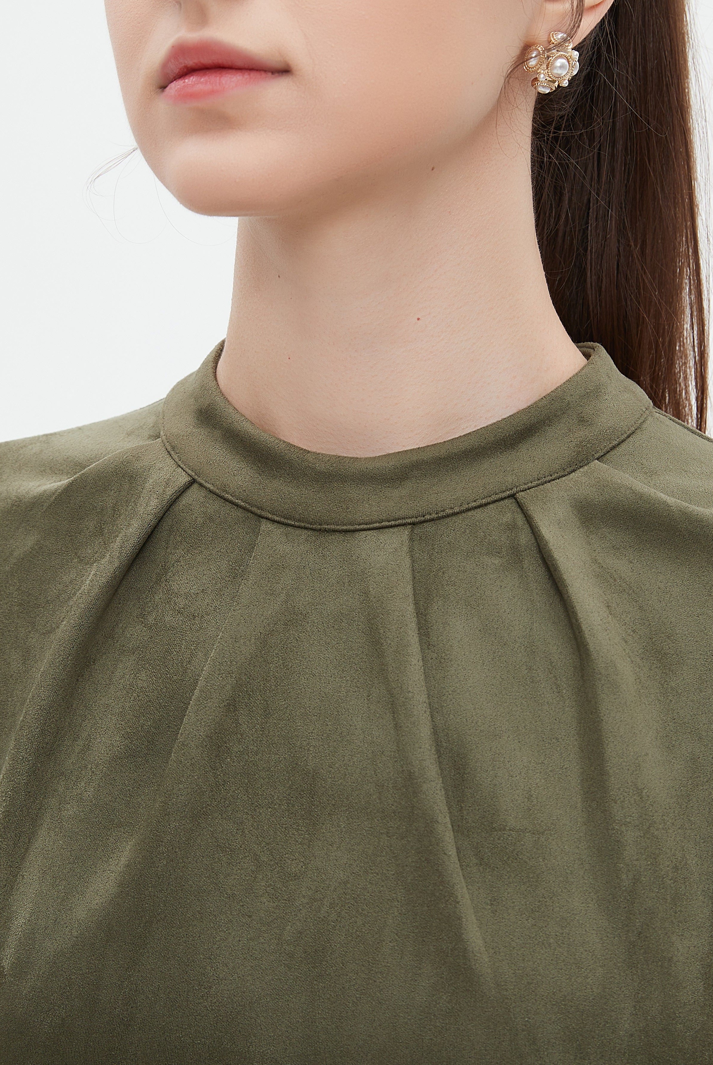 ميكا فستان ميدي بأكمام قصيرة سادة بليسية